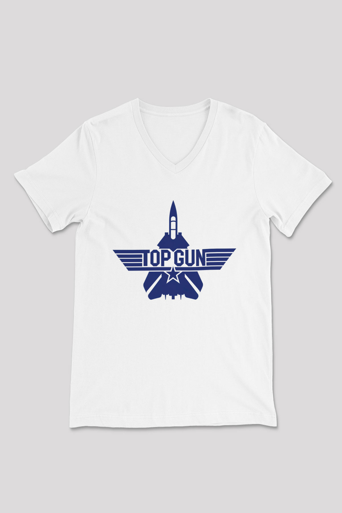 Top Gun Beyaz Unisex V Yaka Tişört T-Shirt