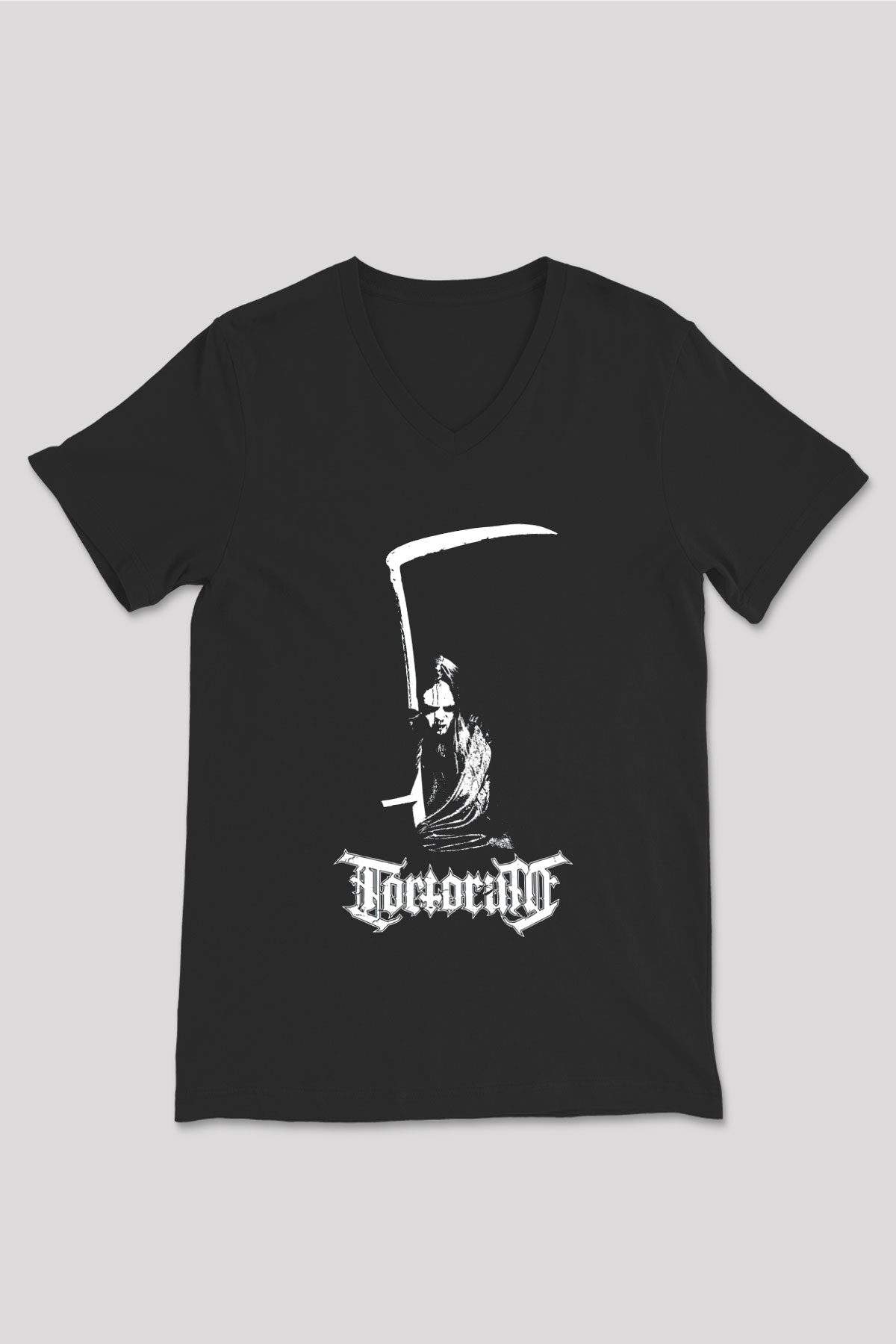 Tortorum Baskılı Unisex Siyah V Yaka Tişört - Tshirt