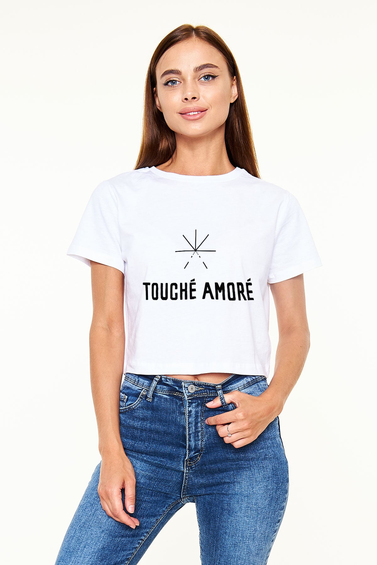 Touche Amore Beyaz Croptop Tişört