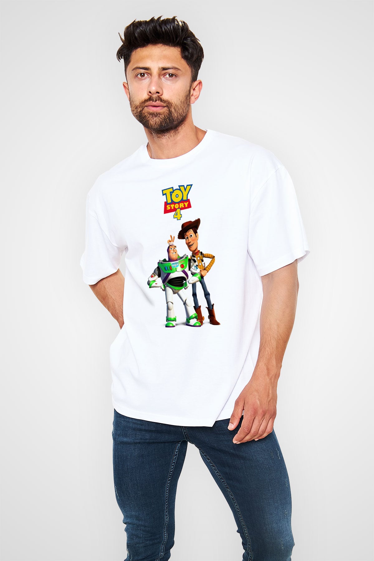 Toy Story Beyaz Oversize Tişört Oversize T-shirt