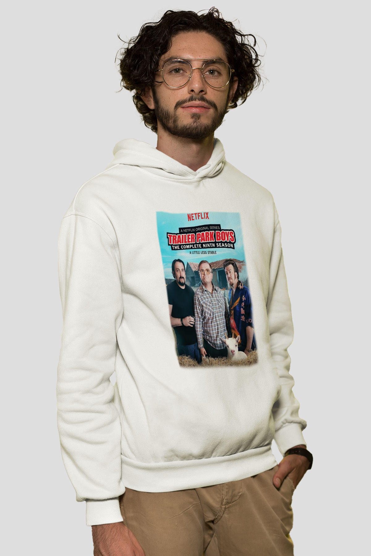 Trailer Park Boys Beyaz Unisex Kapşonlu Sweatshirt
