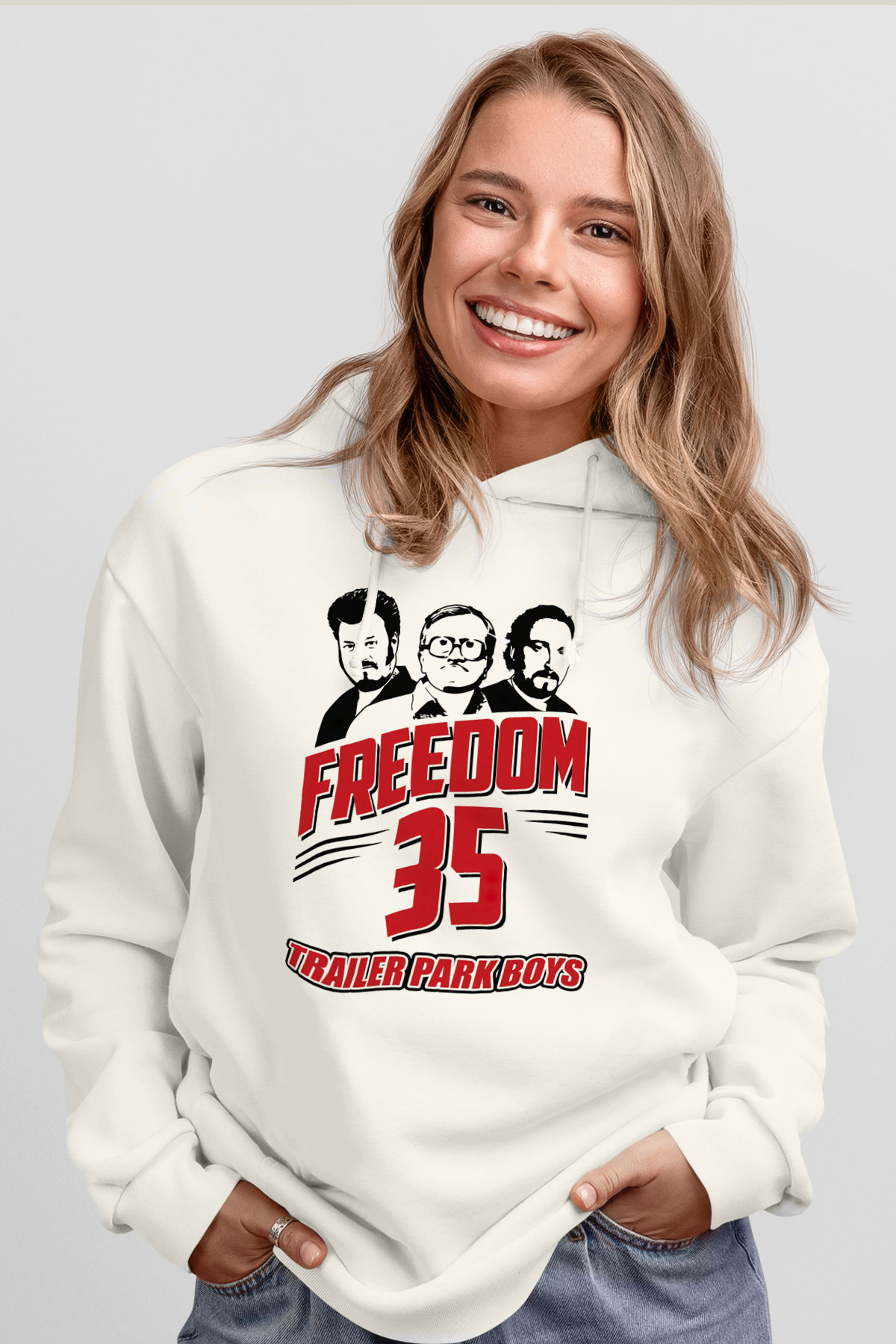 Trailer Park Boys Beyaz Unisex Kapşonlu Sweatshirt