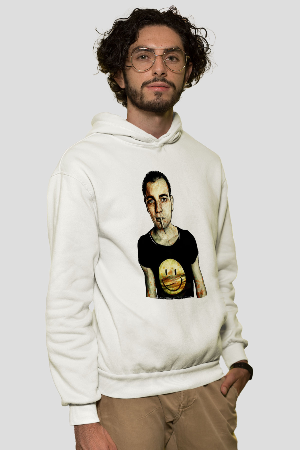 Trainspotting Baskılı Beyaz Unisex Hoodie