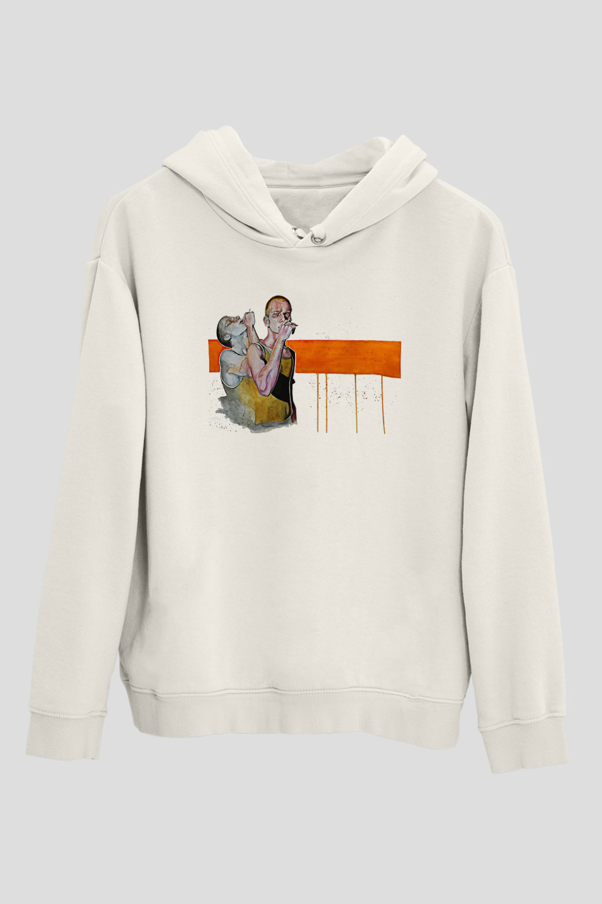 Trainspotting Baskılı Beyaz Unisex Hoodie