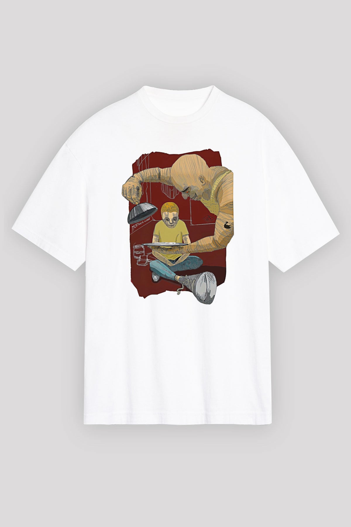 Trainspotting Baskılı Beyaz Unisex Oversize Tişört - Tshirt