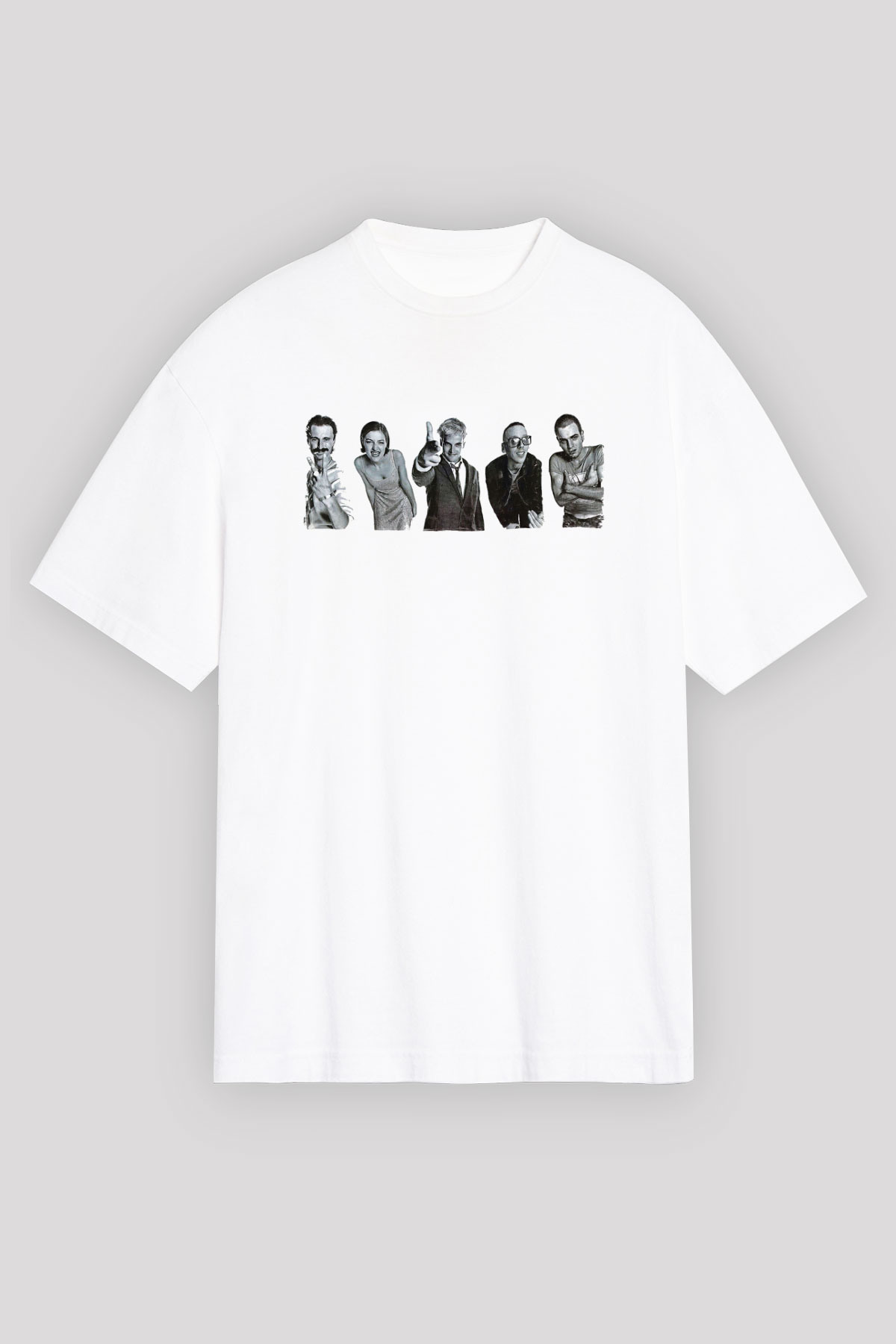 Trainspotting Baskılı Beyaz Unisex Oversize Tişört - Tshirt
