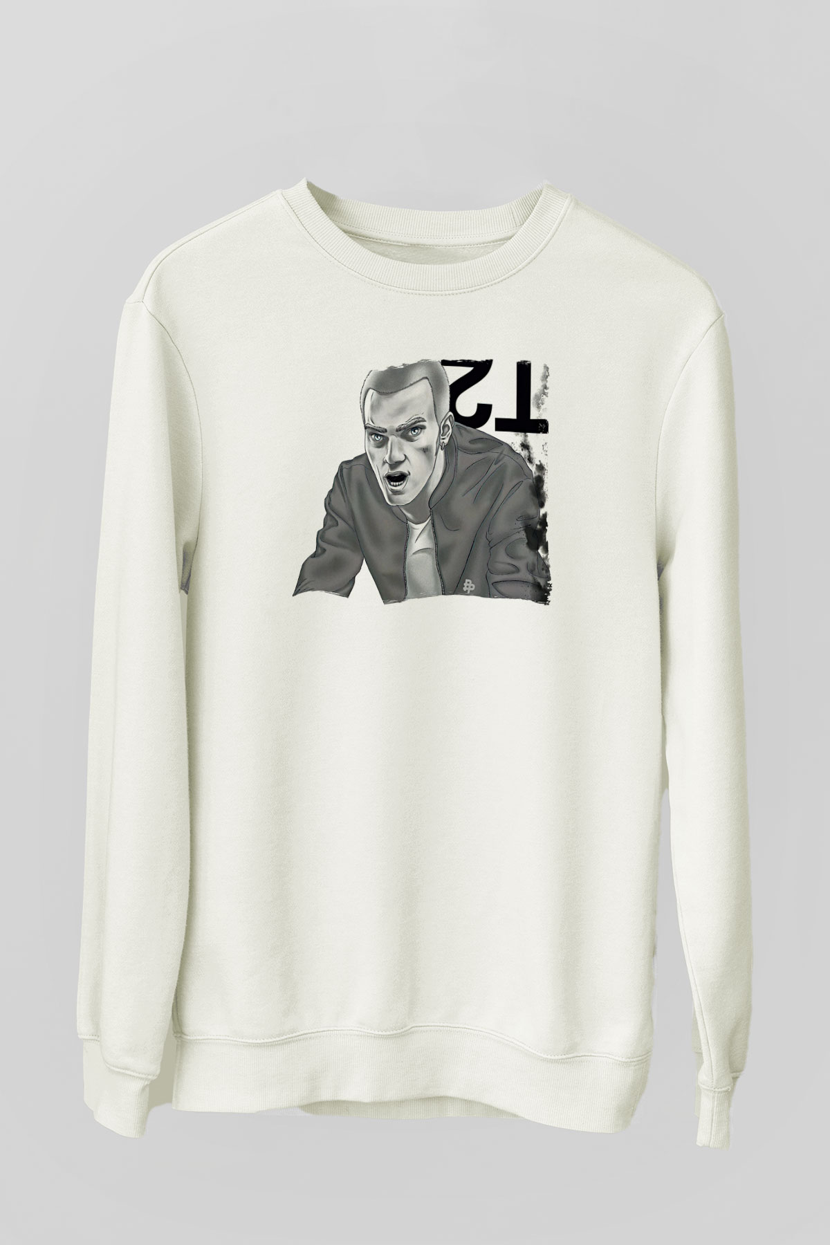 Trainspotting Baskılı Beyaz Unisex Sweatshirt