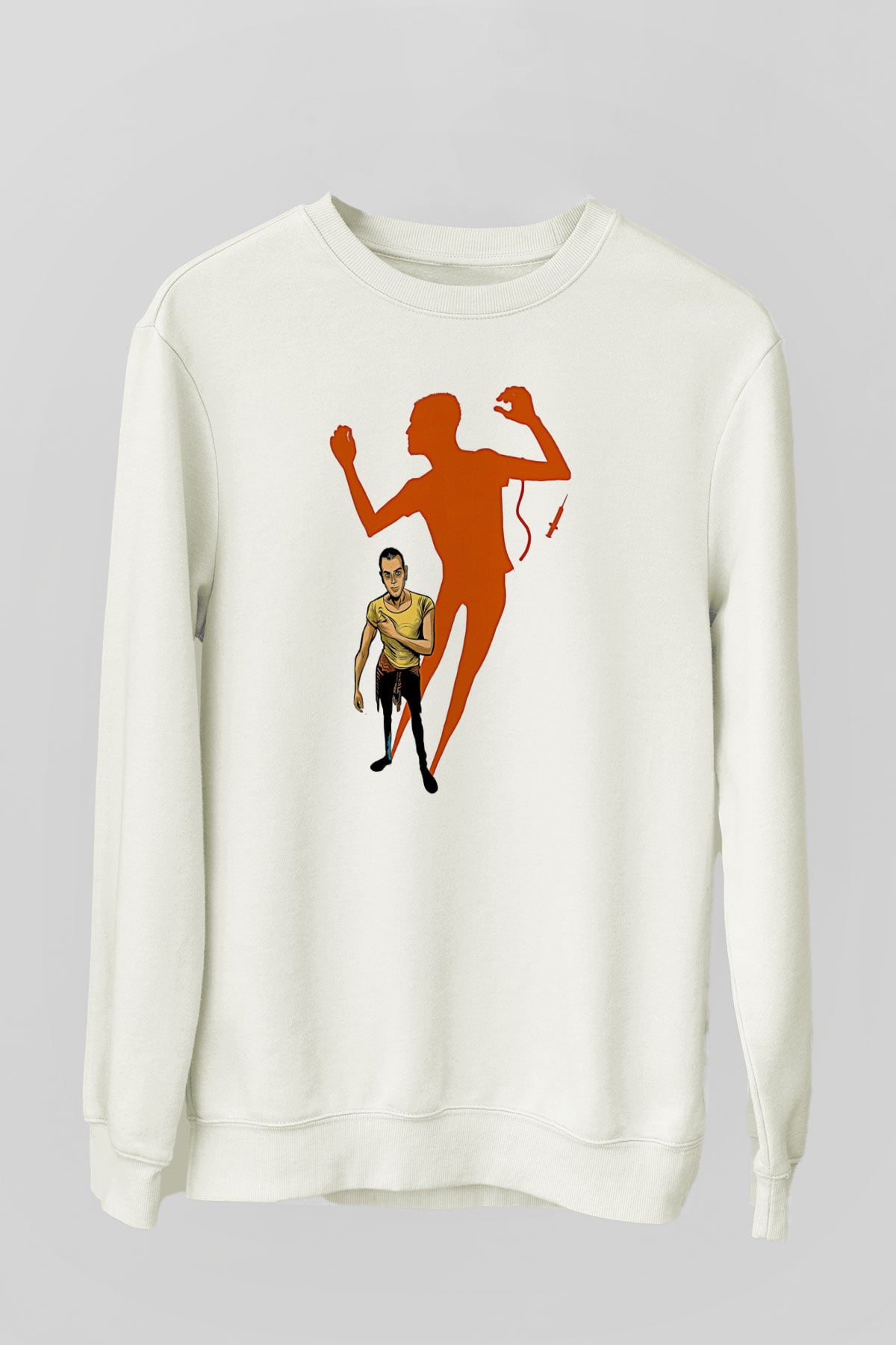 Trainspotting Baskılı Beyaz Unisex Sweatshirt