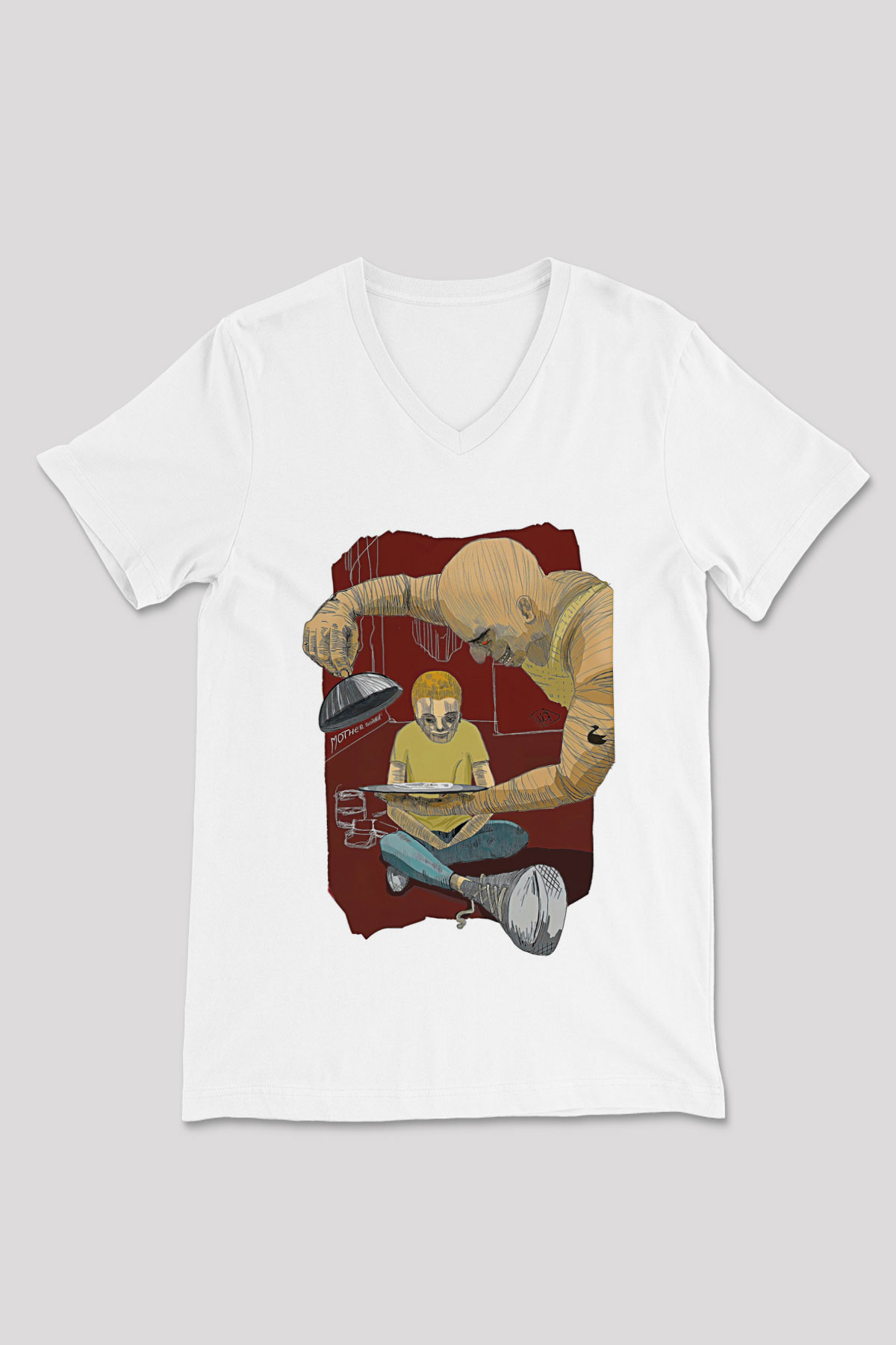 Trainspotting Baskılı Beyaz Unisex V Yaka Tişört - Tshirt