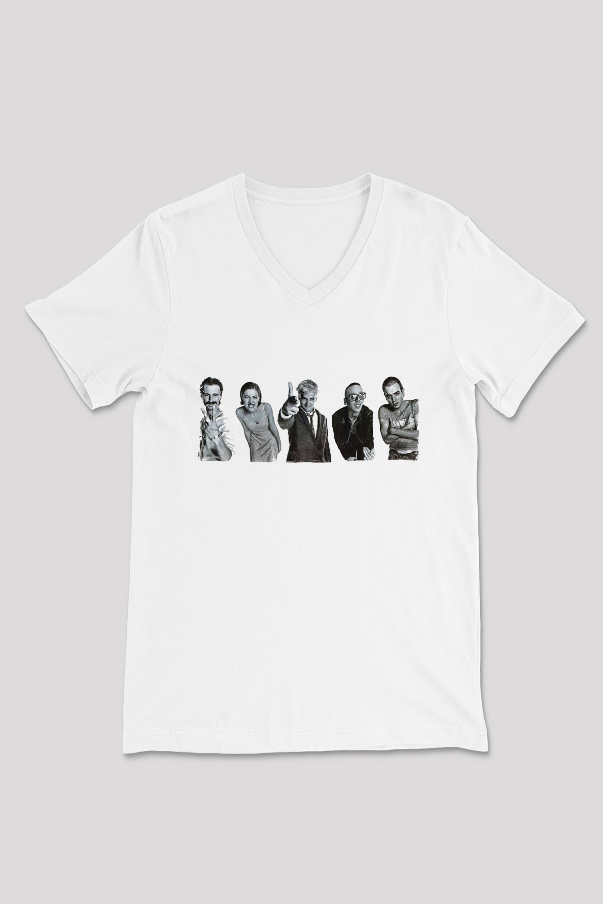 Trainspotting Baskılı Beyaz Unisex V Yaka Tişört - Tshirt