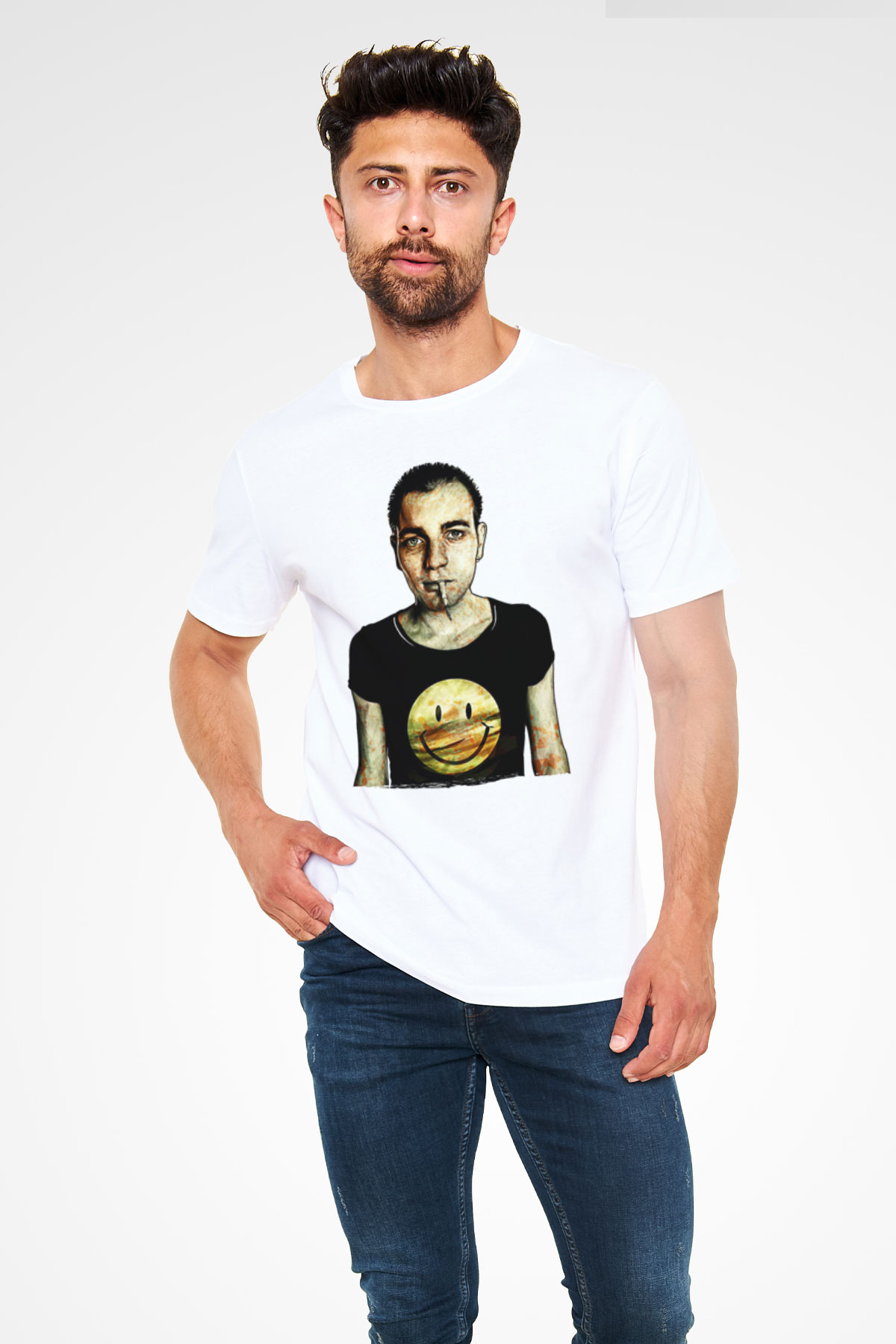 Trainspotting Unisex Baskılı Beyaz Tişört - Tshirt