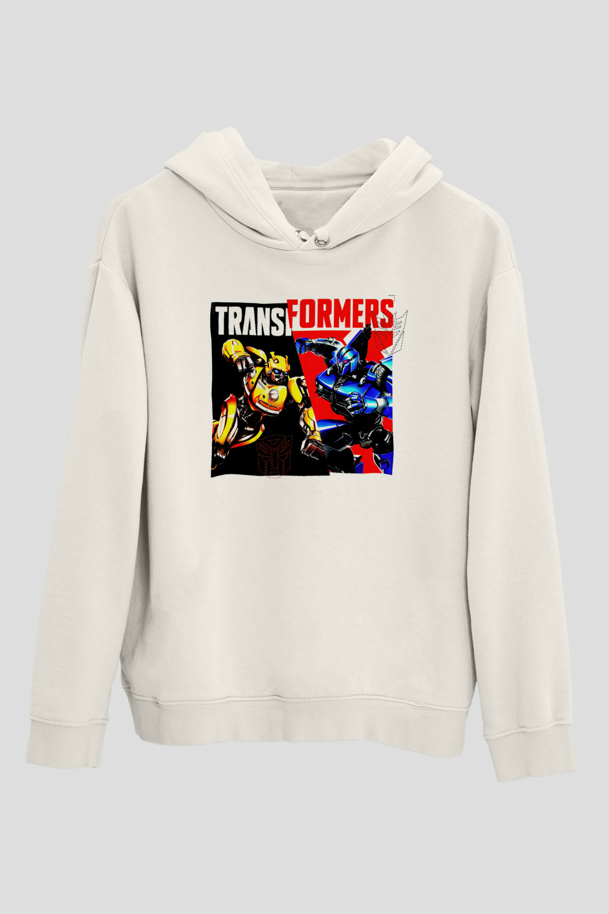 Transformers Beyaz Unisex Hoodie