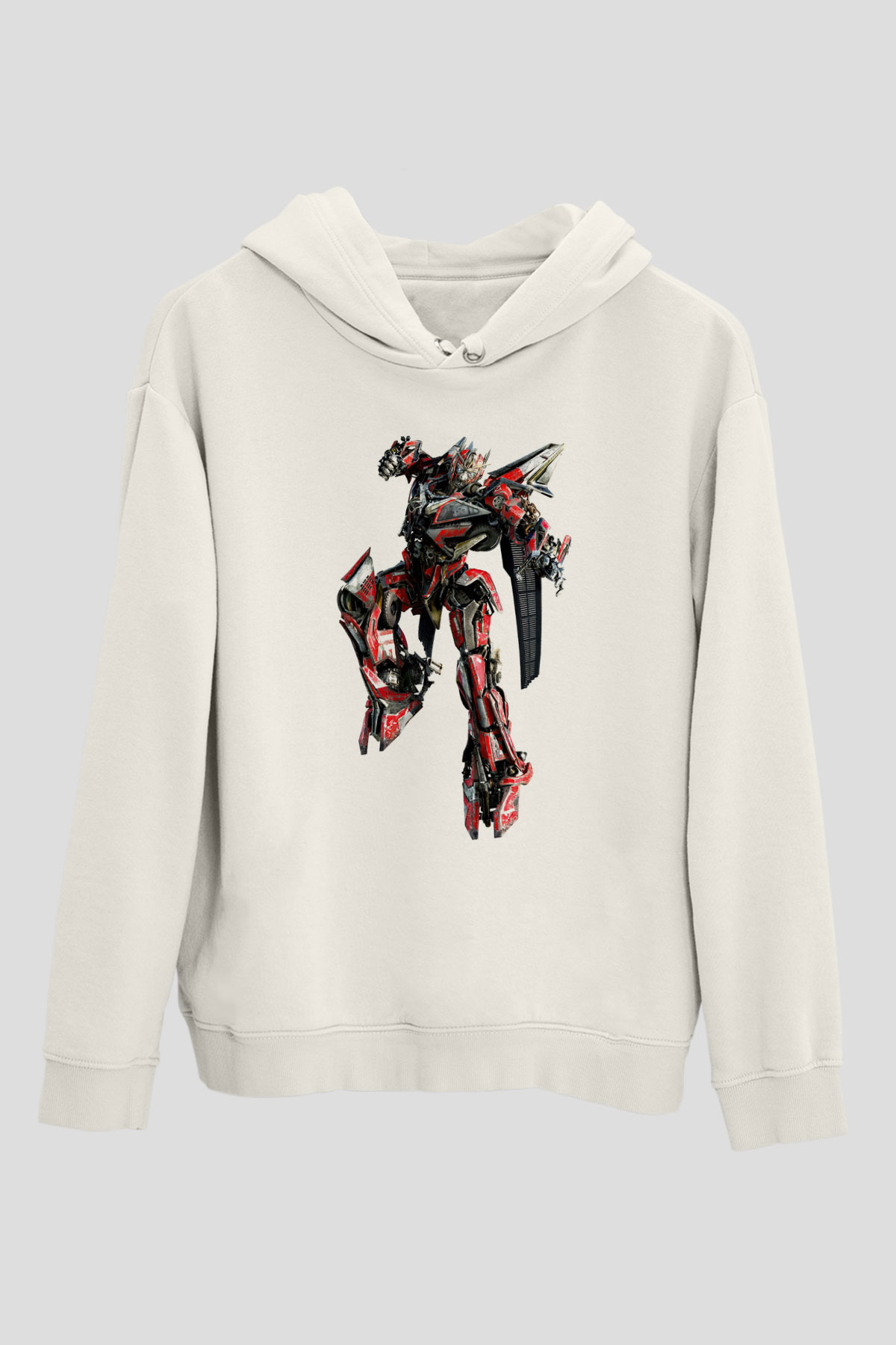 Transformers Beyaz Unisex Kapşonlu Sweatshirt