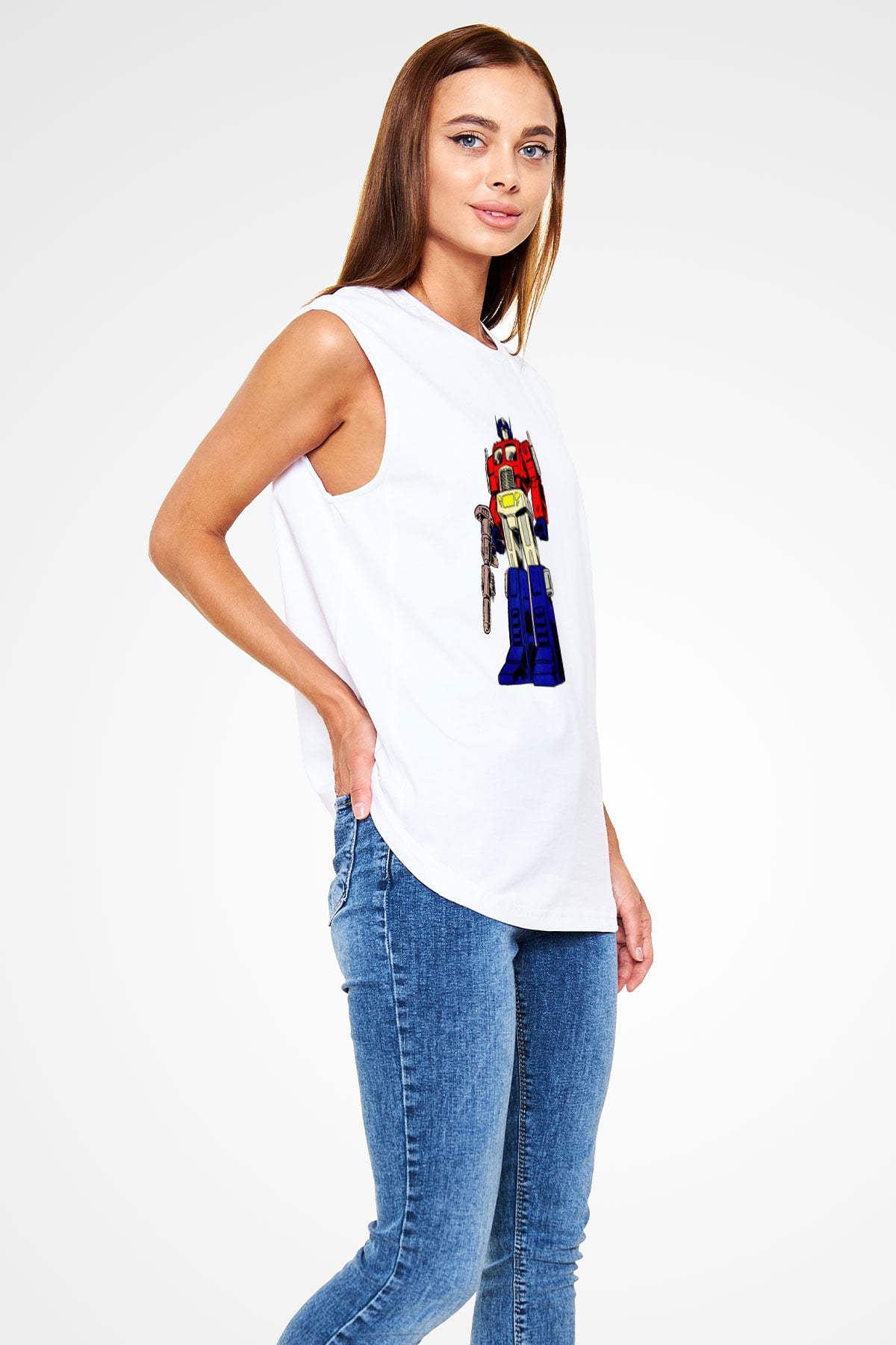 Transformers Beyaz Unisex  Kolsuz Tişört