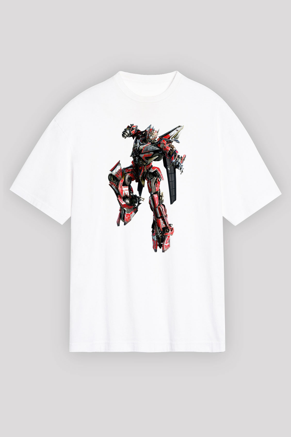 Transformers Beyaz Unisex Oversize Tişört