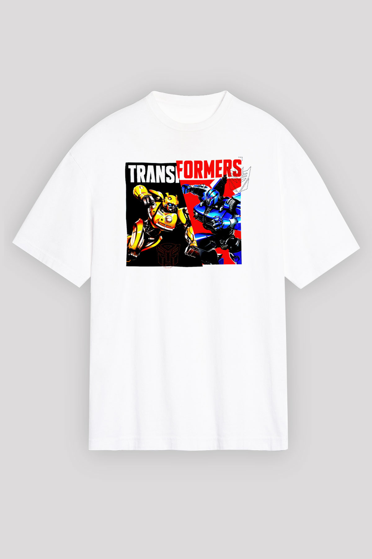 Transformers Beyaz Oversize Tişört