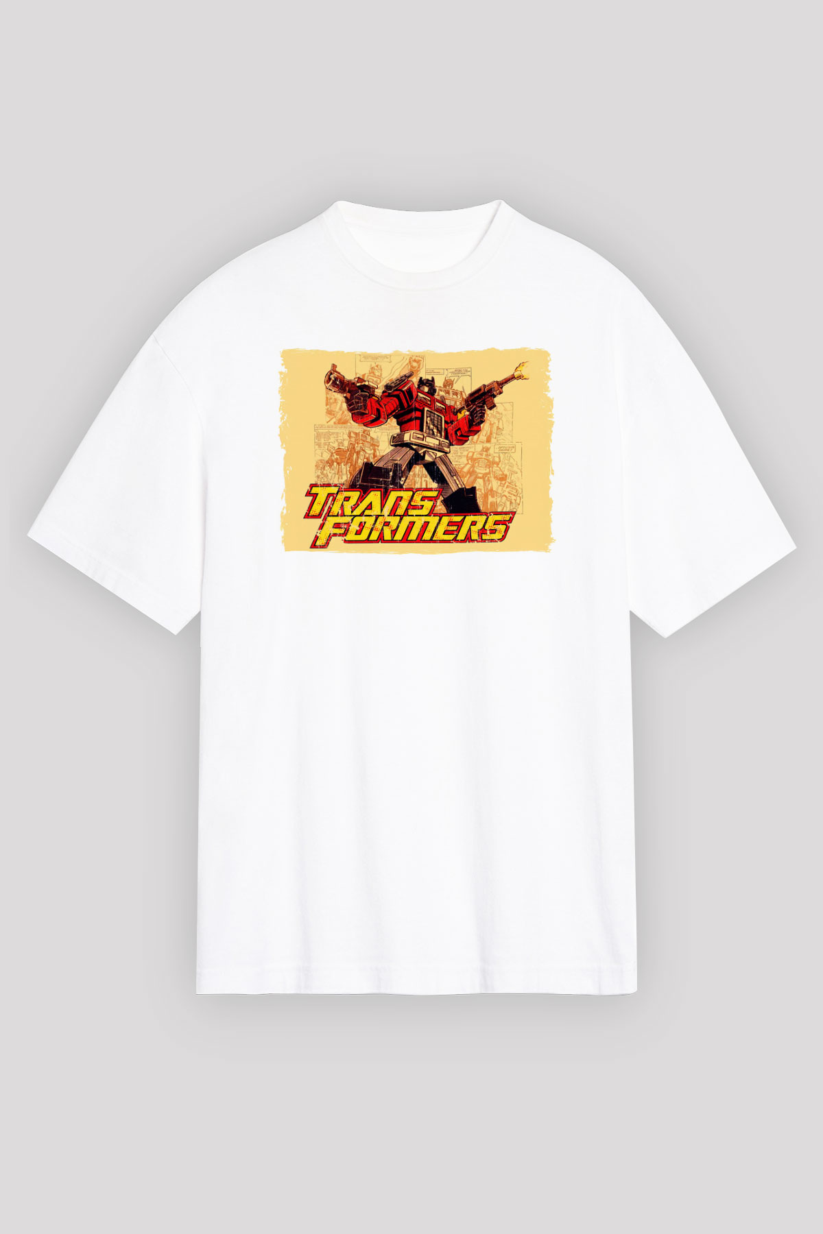 Transformers Beyaz Oversize Tişört