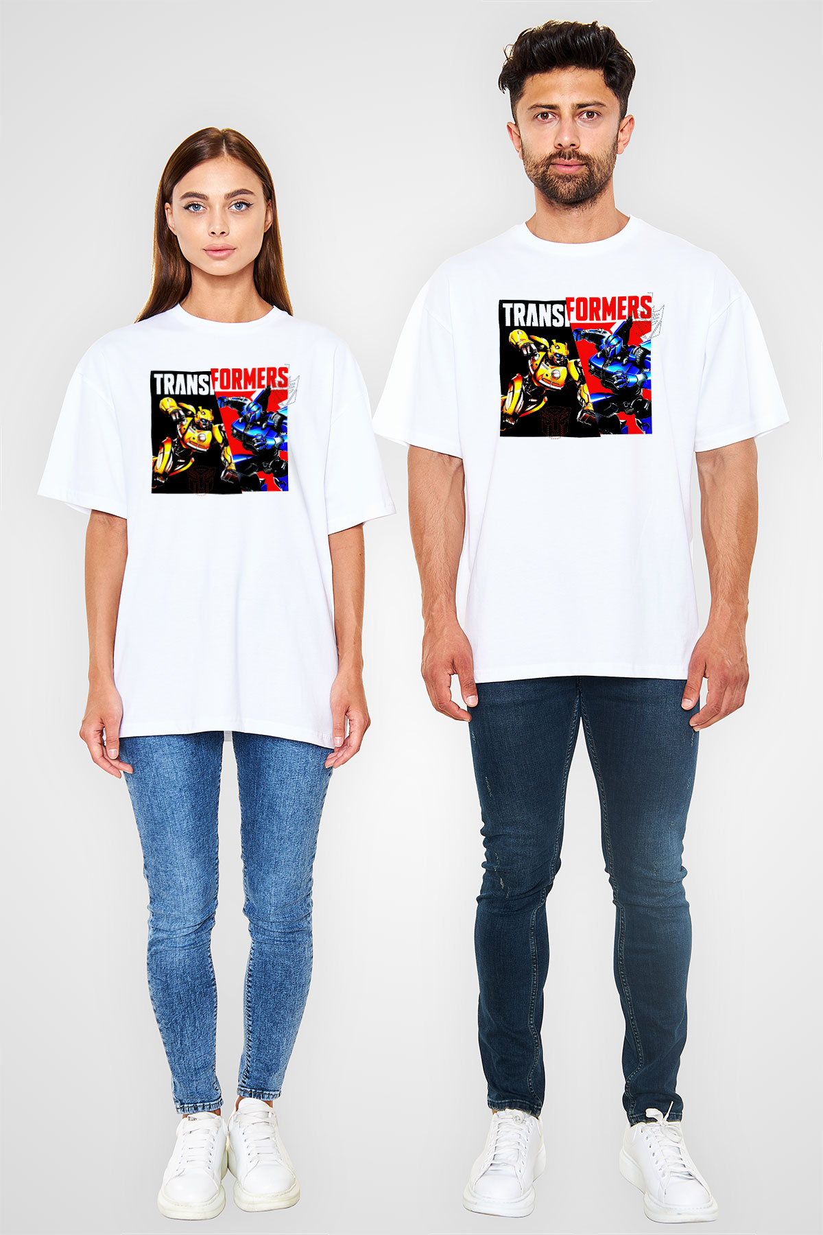 Transformers Beyaz Oversize Tişört