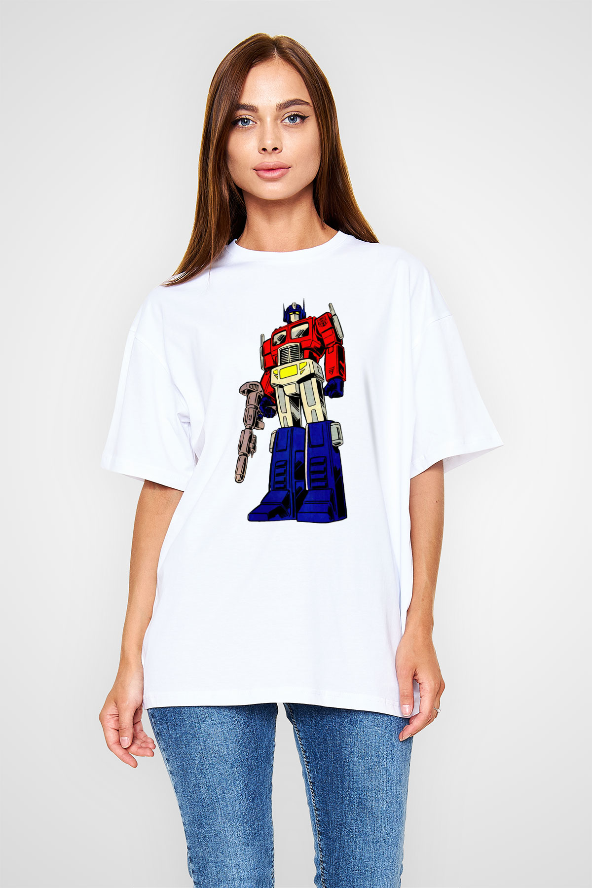 Transformers Beyaz Oversize Tişört