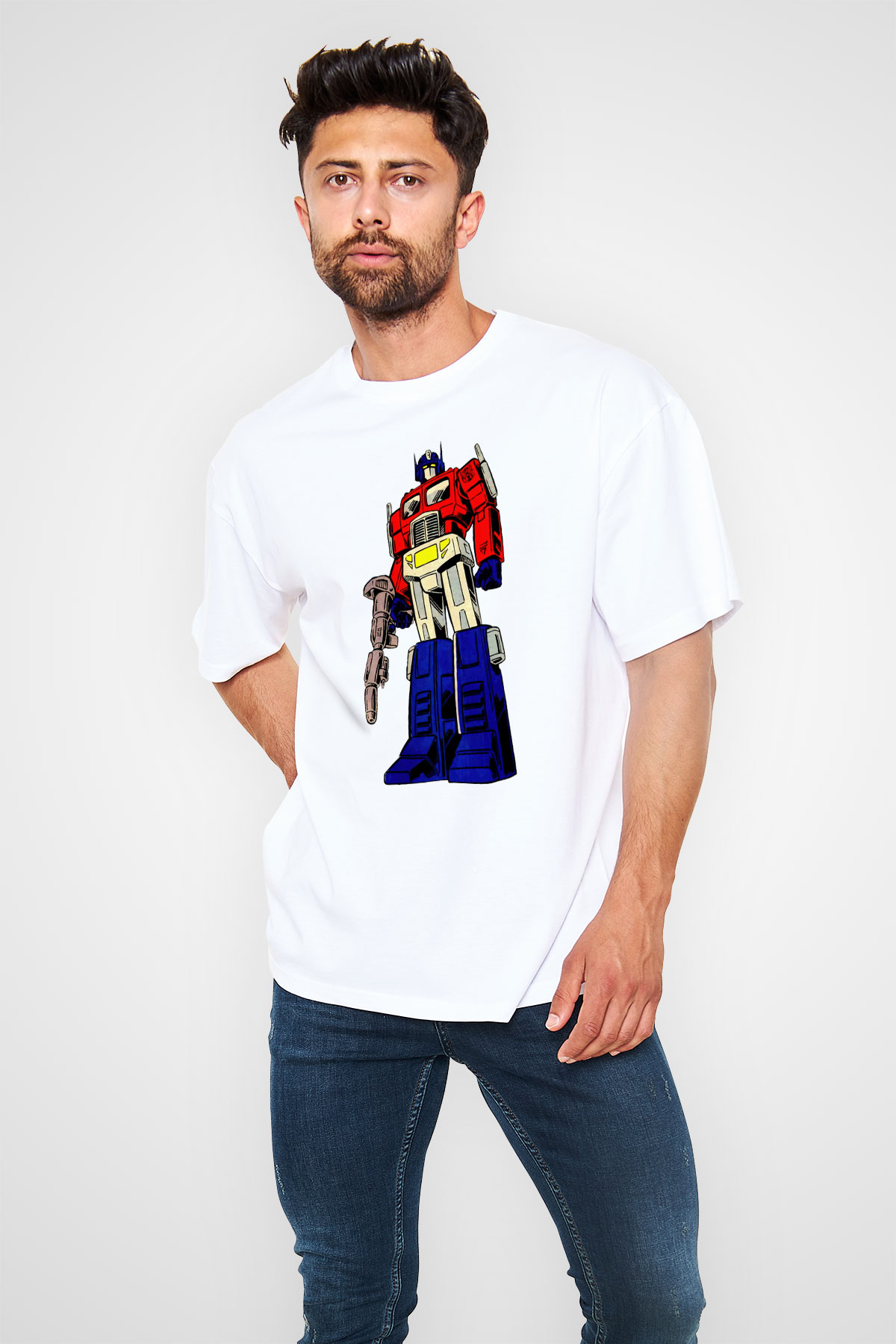 Transformers Beyaz Oversize Tişört