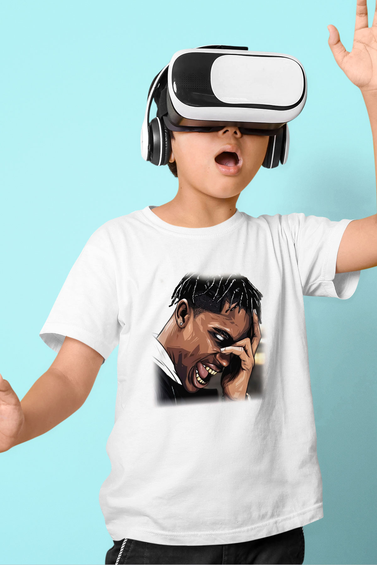 Travis Scott Baskılı Beyaz Unisex Çocuk Tişört
