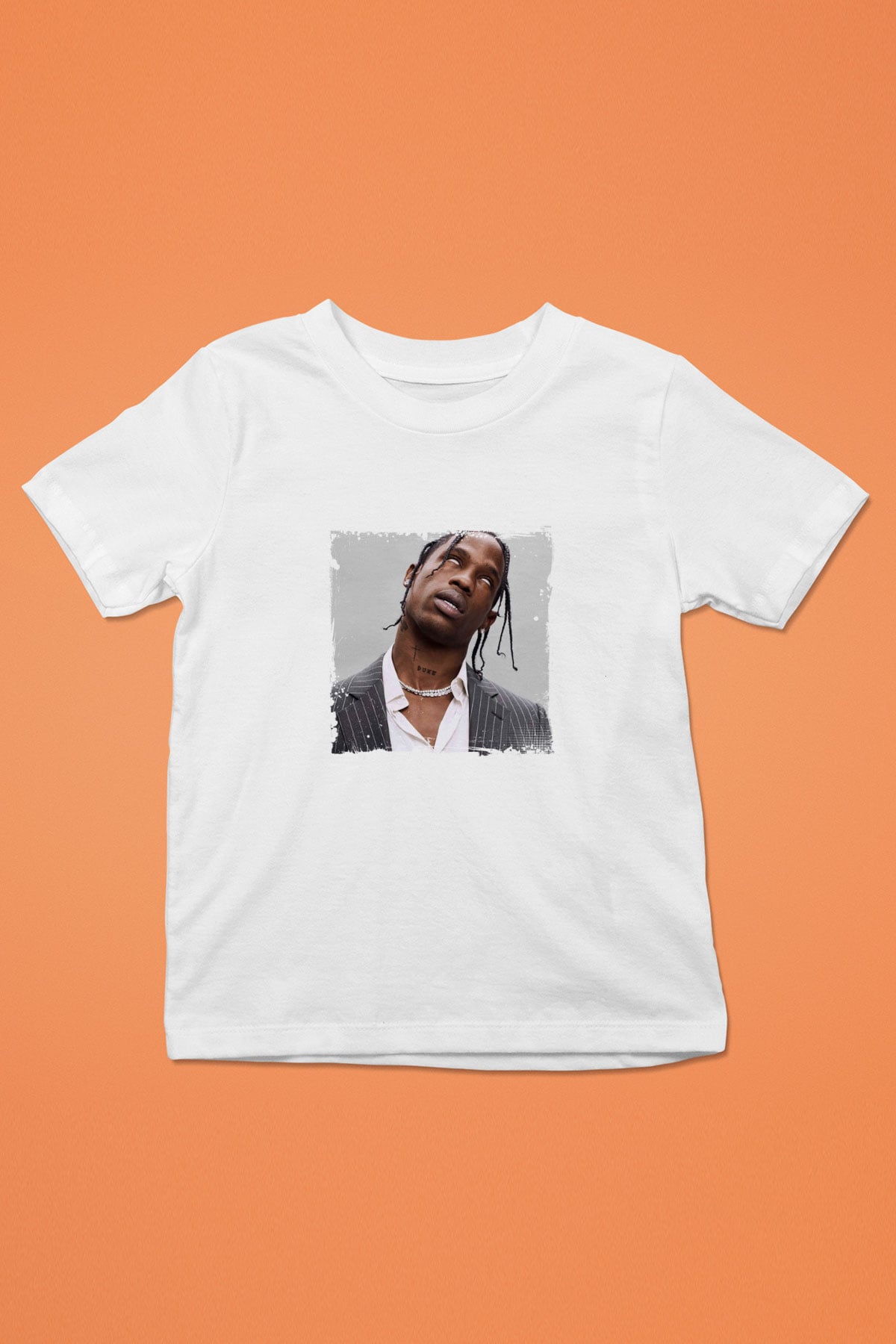 Travis Scott Baskılı Unisex Beyaz Çocuk Tişört
