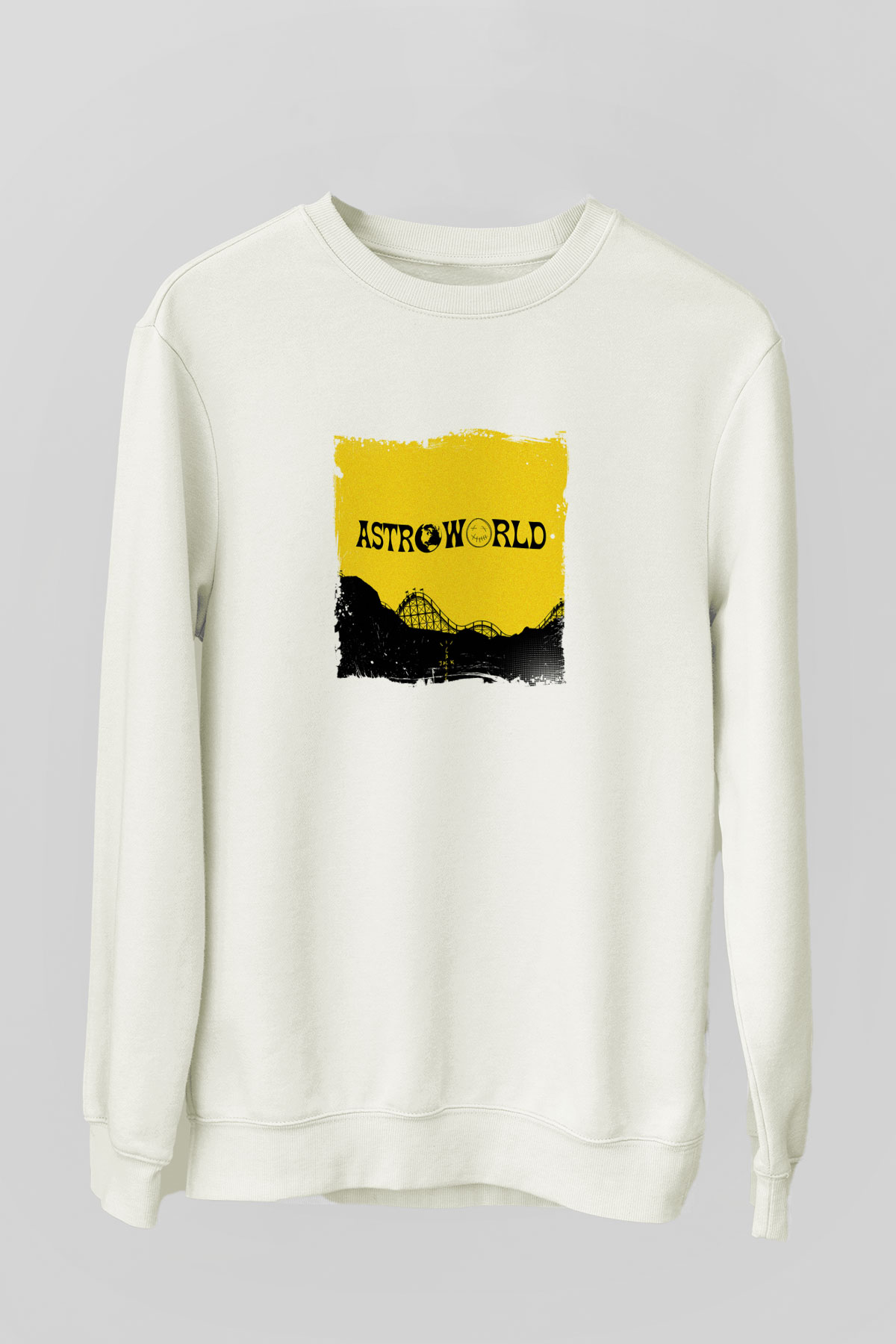 Travis Scott Baskılı Unisex Beyaz Sweatshirt