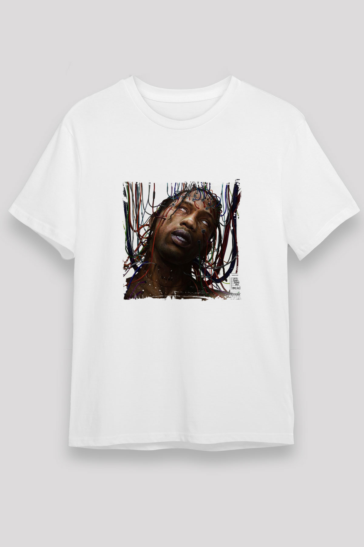 Travis Scott Baskılı Unisex Beyaz Tişört