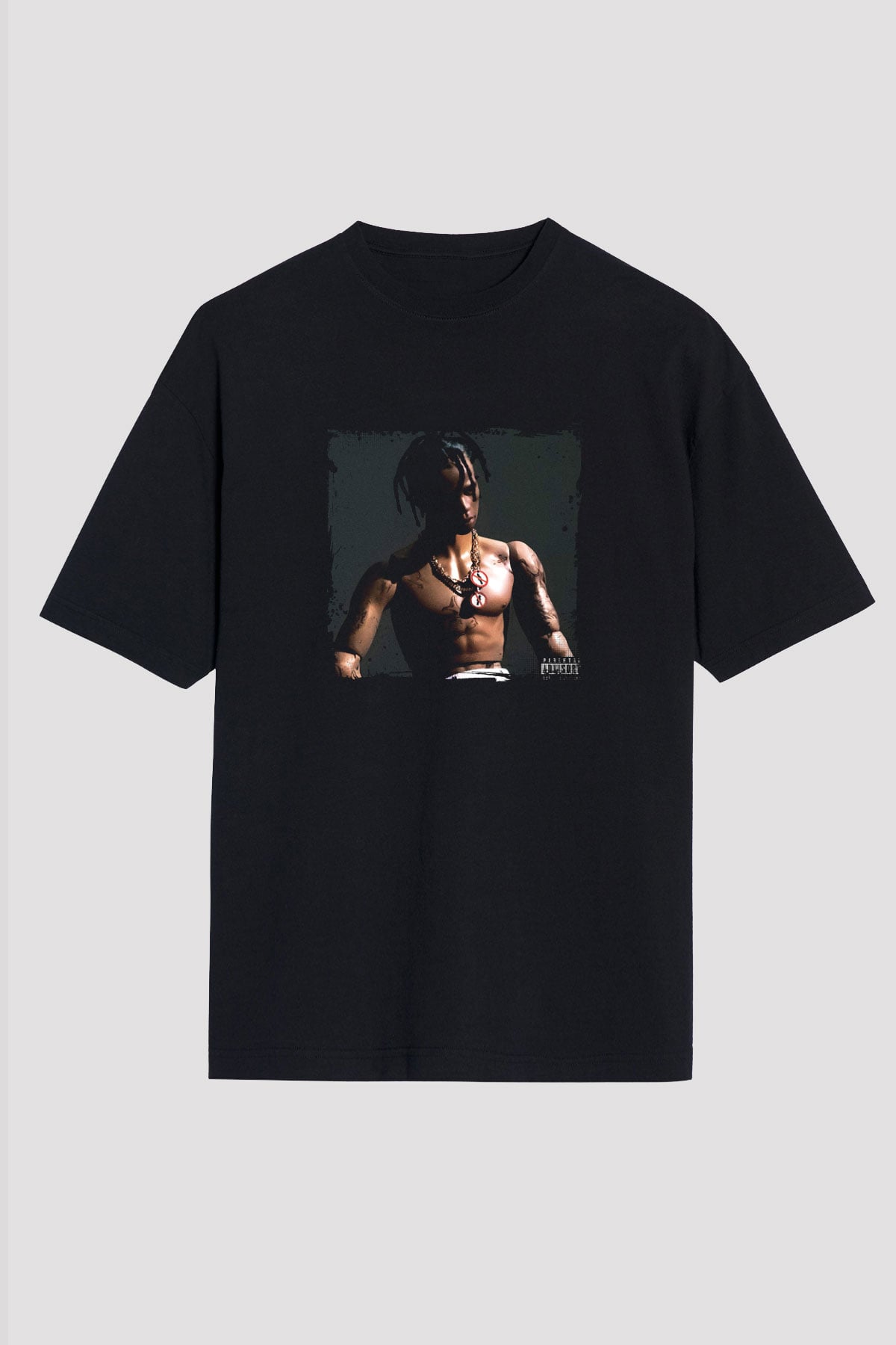 Travis Scott Baskılı Unisex Oversize Siyah Tişört