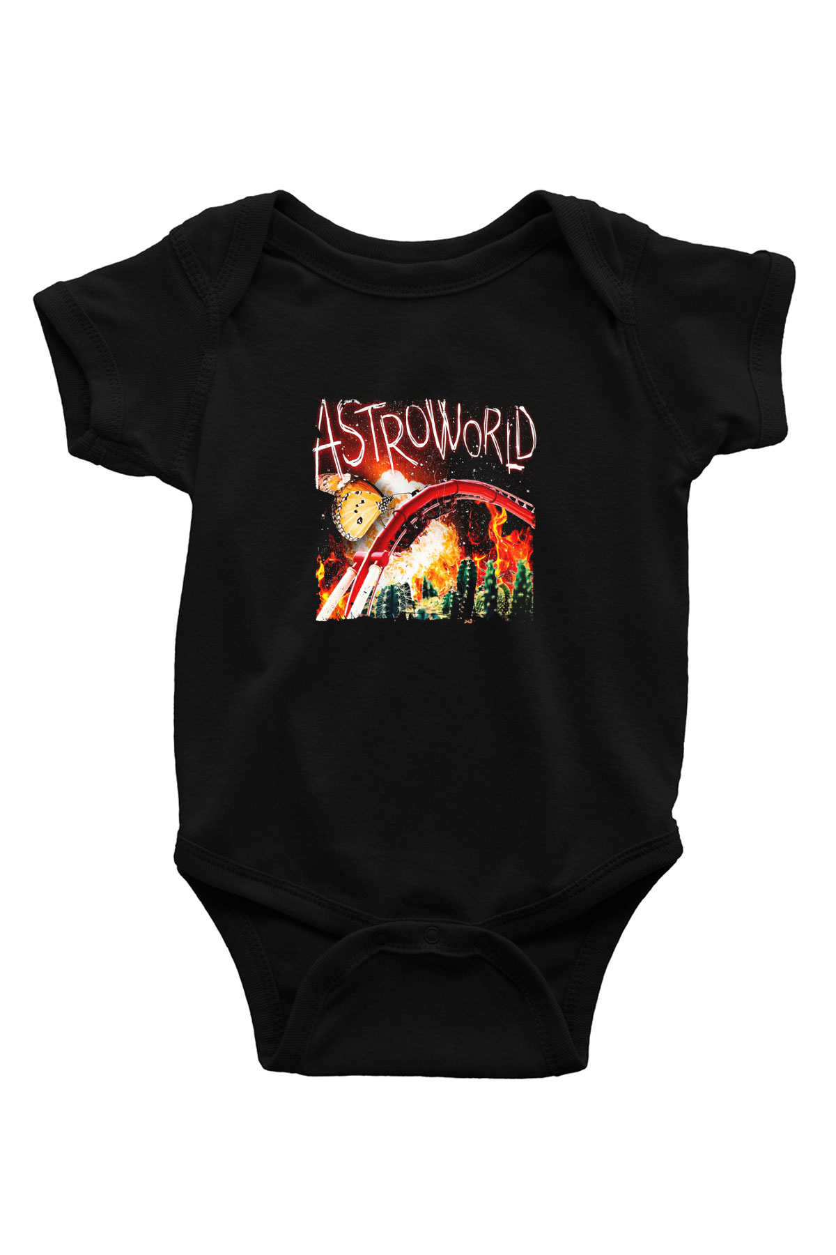 Travis Scott Baskılı Unisex Siyah Bebek Body - Zıbın