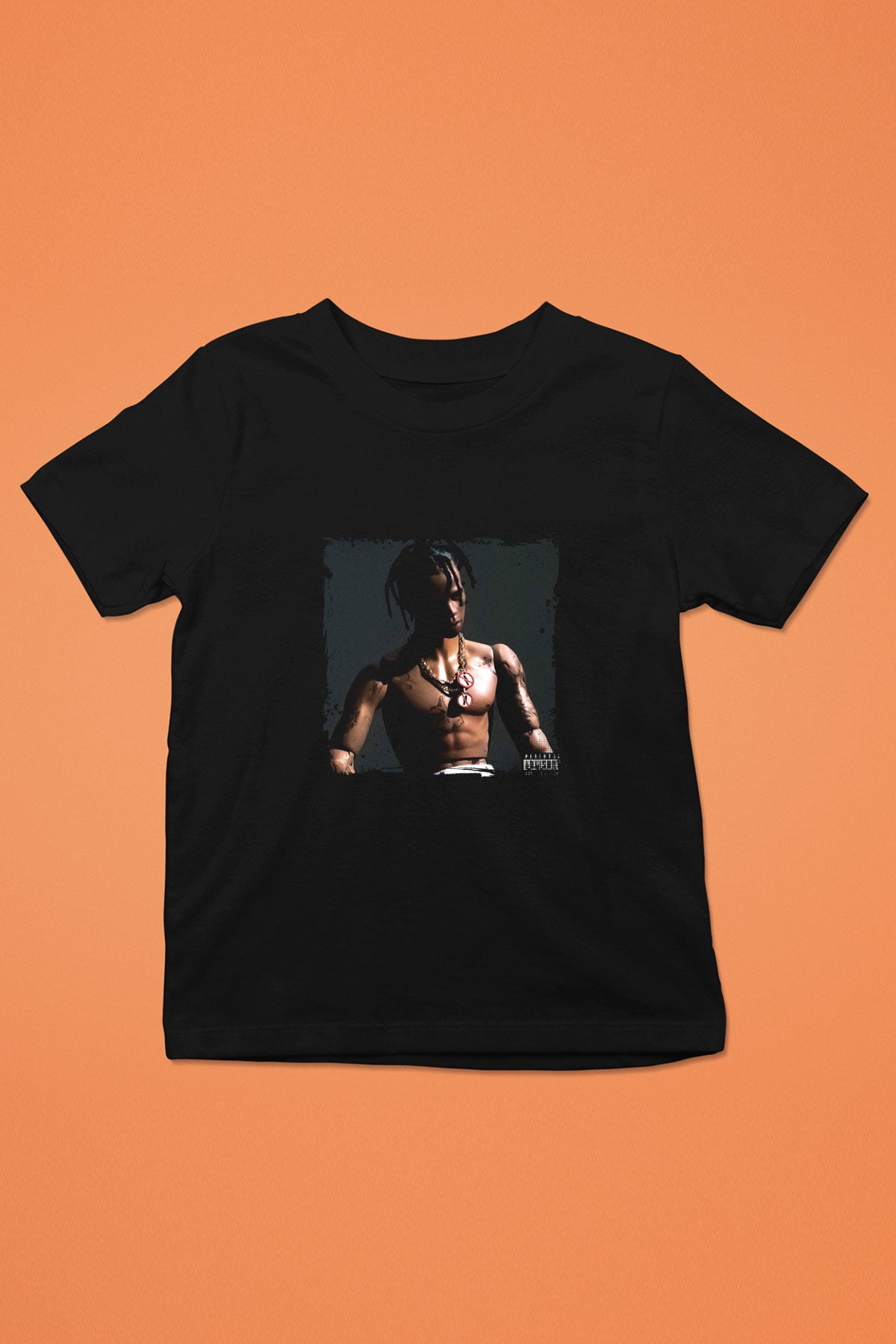 Travis Scott Baskılı Unisex Siyah Çocuk Tişört