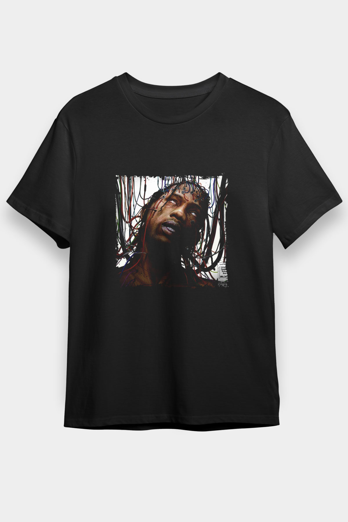 Travis Scott Baskılı Unisex Siyah Tişört