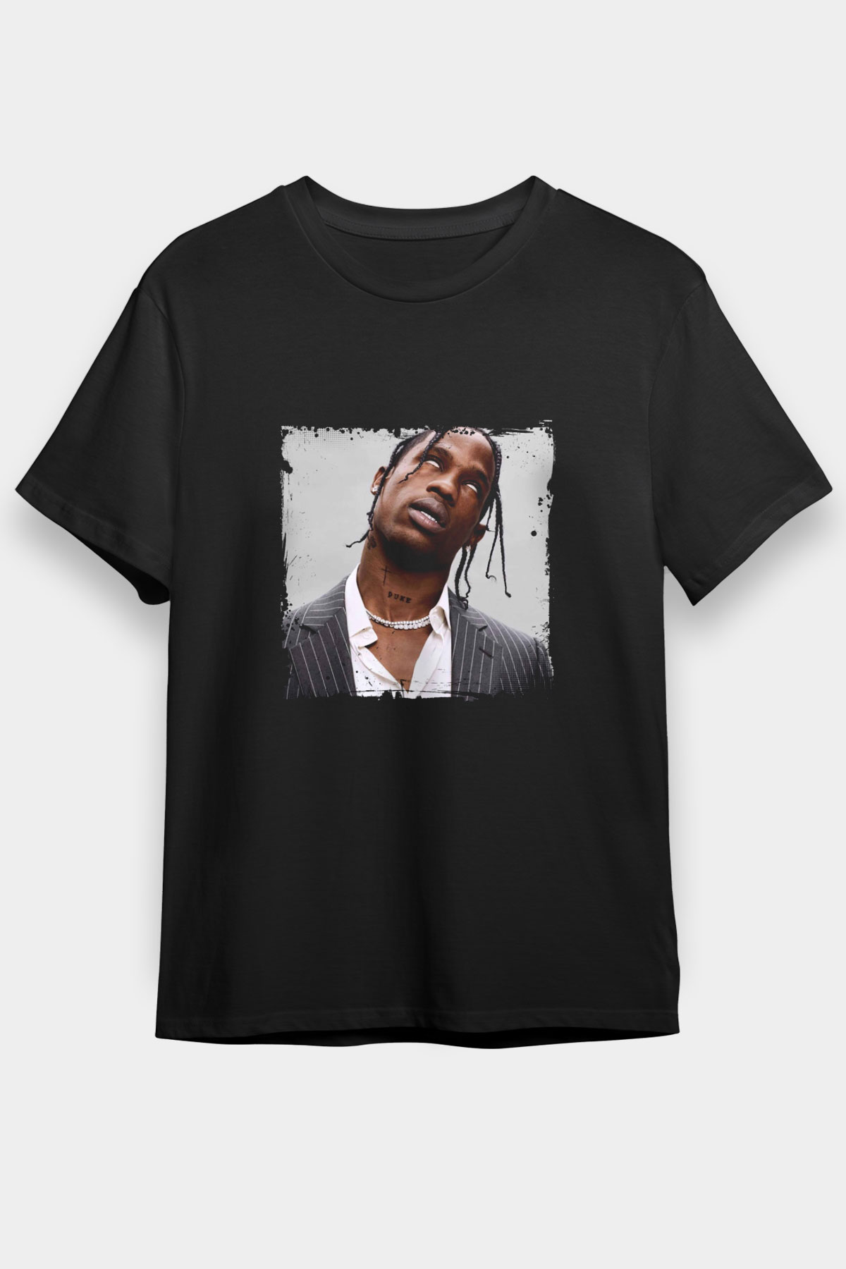 Travis Scott Baskılı Unisex Siyah Tişört