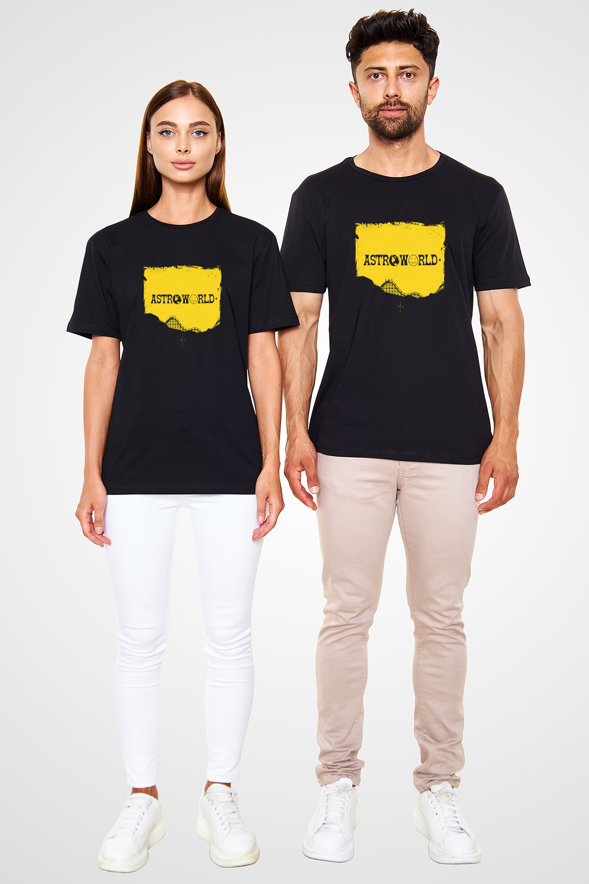 Travis Scott Baskılı Unisex Siyah Tişört