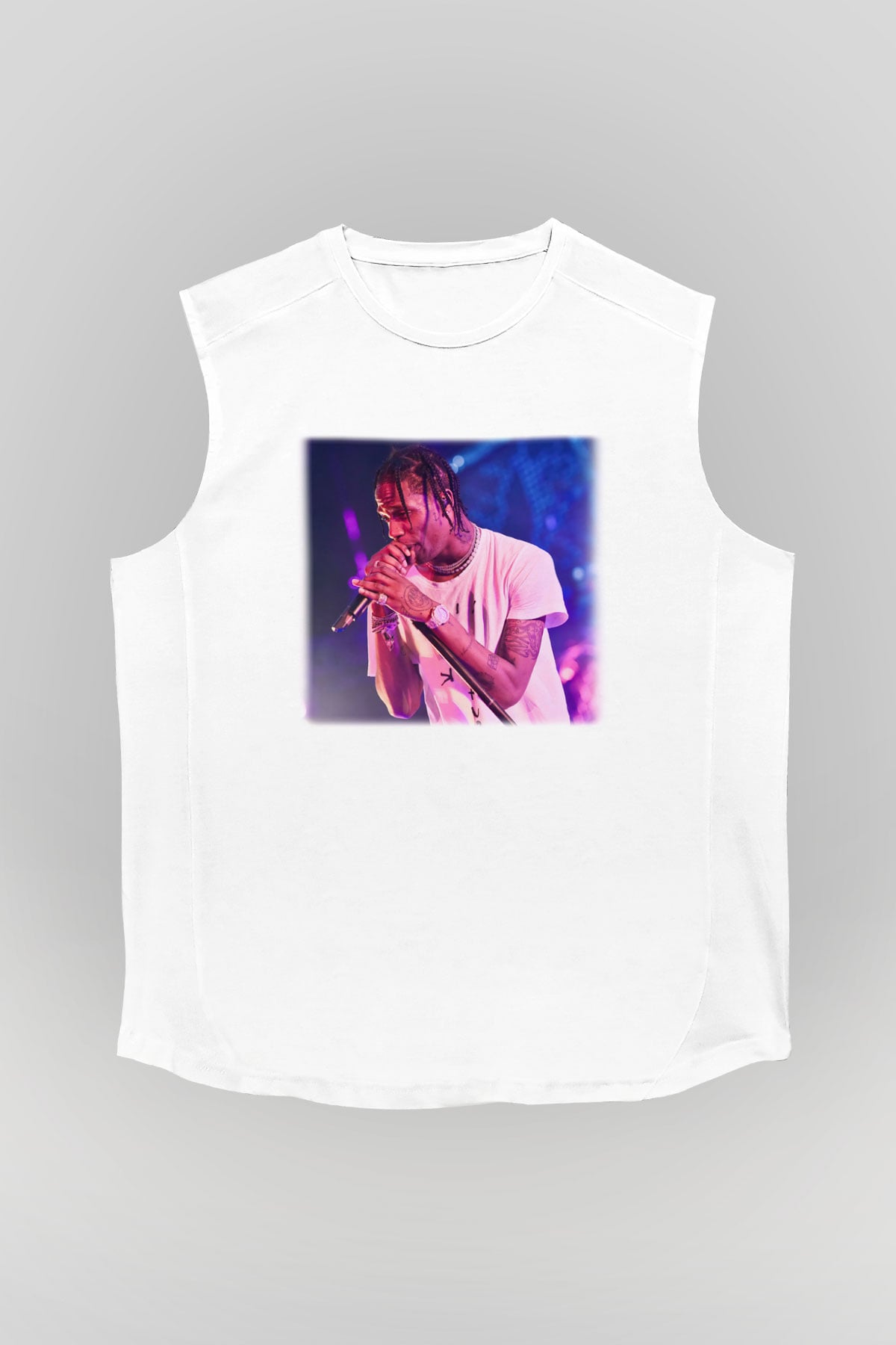 Travis Scott Beyaz Unisex Kolsuz Tişört