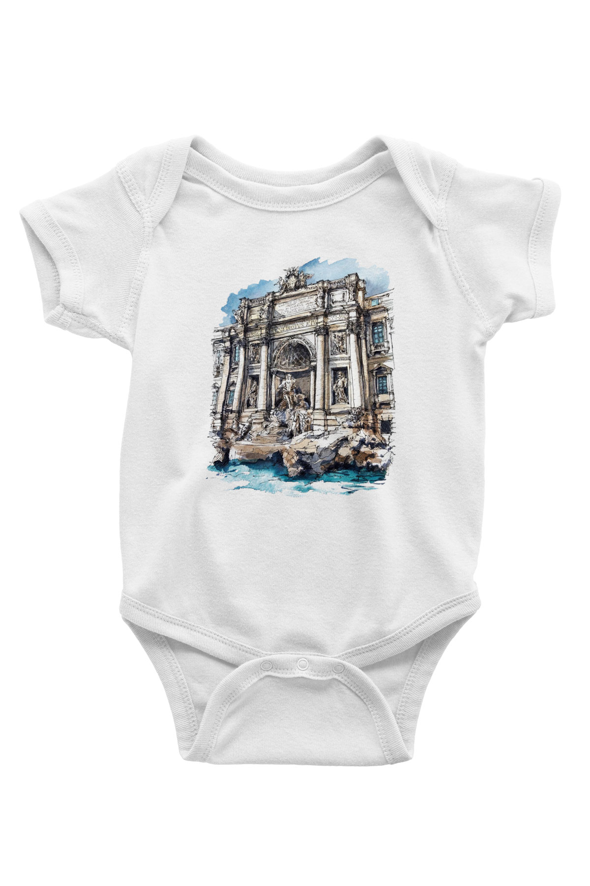 Trevi Çeşmesi Baskılı Beyaz Unisex Bebek Body - Zıbın