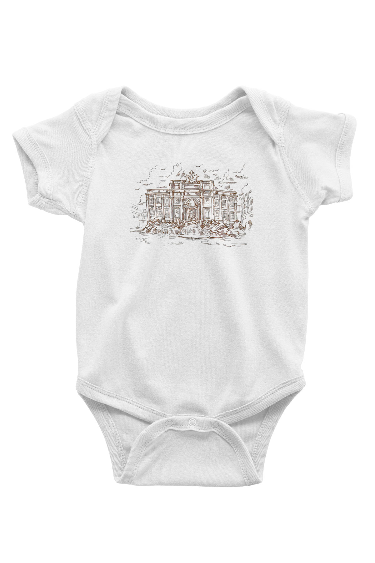 Trevi Çeşmesi Baskılı Beyaz Unisex Bebek Body - Zıbın