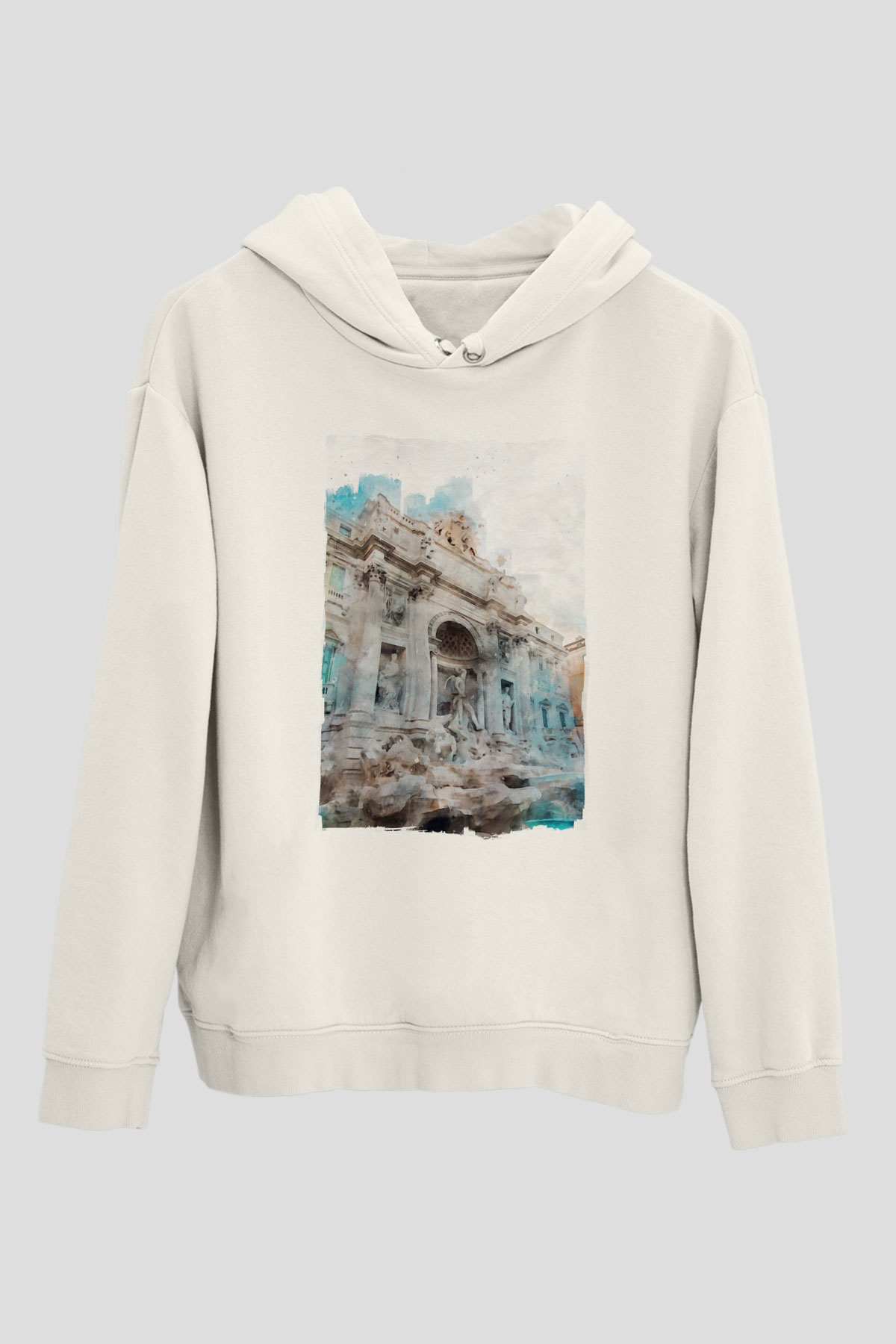 Trevi Çeşmesi Beyaz Unisex Hoodie