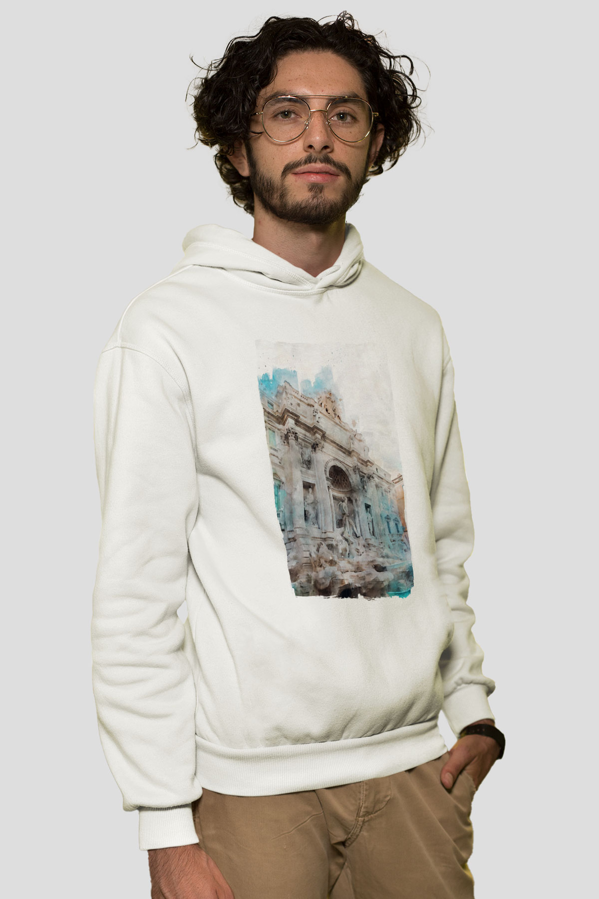 Trevi Çeşmesi Beyaz Unisex Hoodie