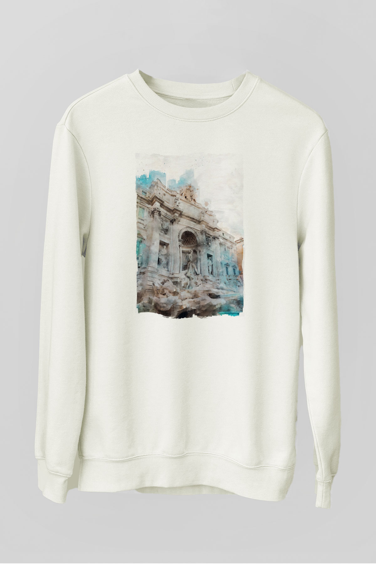 Trevi Çeşmesi Beyaz Unisex Sweatshirt