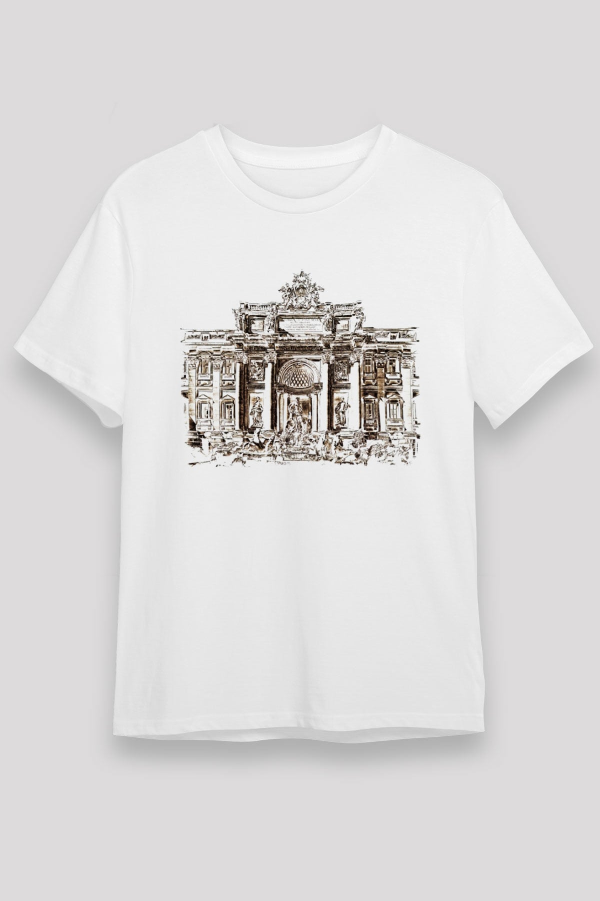 Trevi Çeşmesi Beyaz Unisex Tişört T-Shirt - TişörtFabrikası