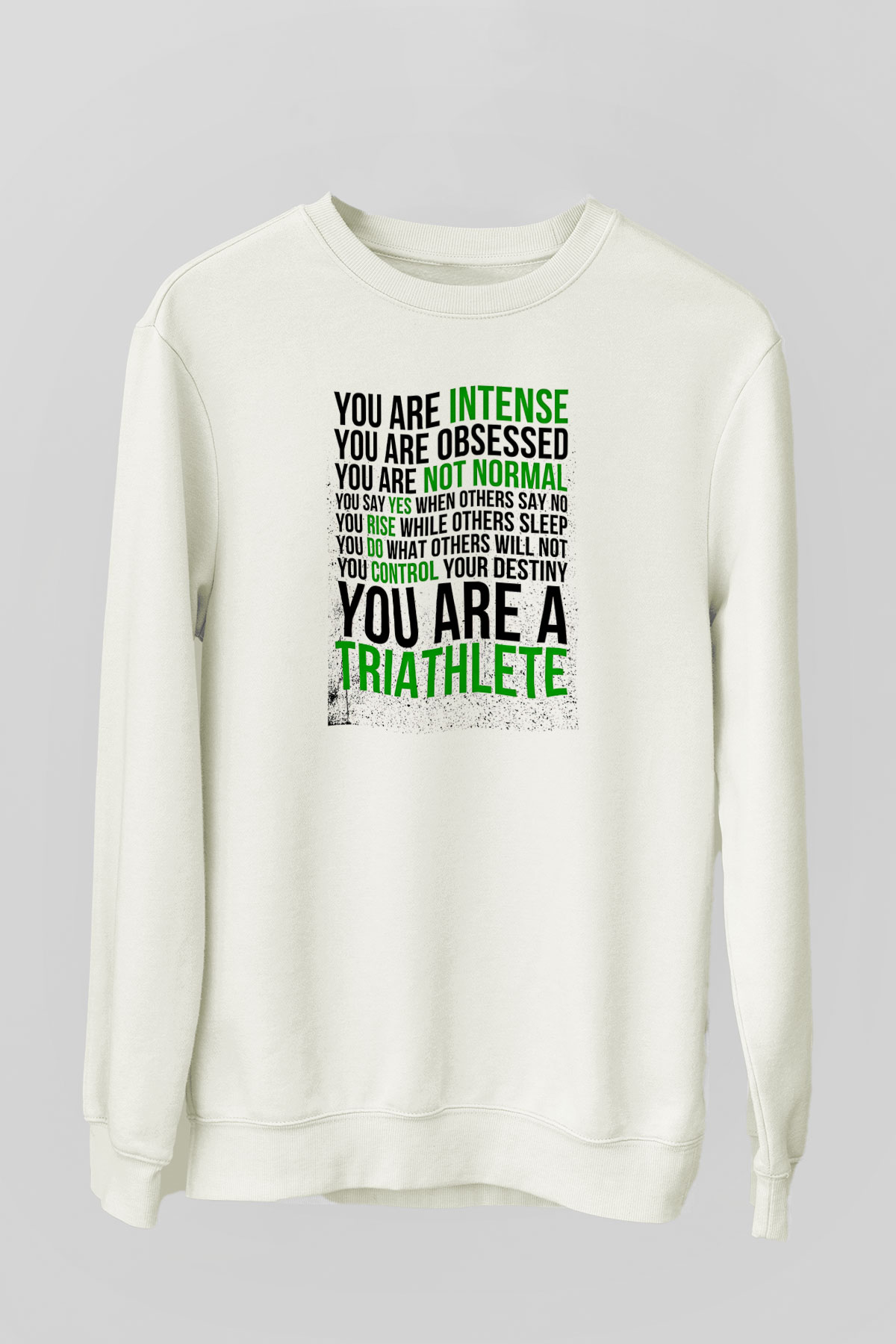 Triathlon Baskılı Unisex Ekru Sweatshirt