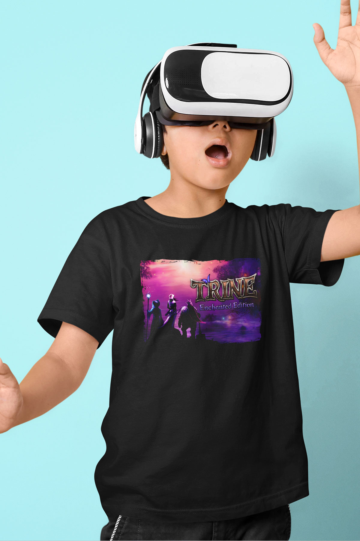 Trine Siyah Unisex Çocuk Tişört
