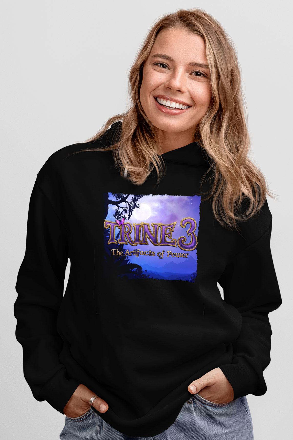 Trine Siyah Unisex Hoodie