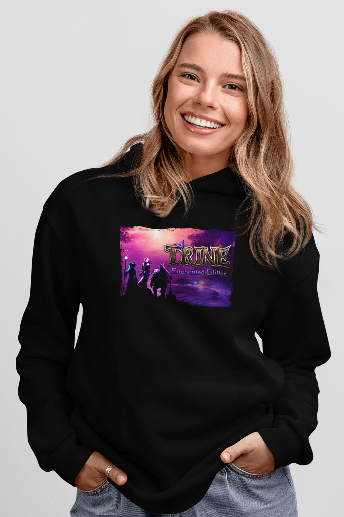 Trine Siyah Unisex Hoodie
