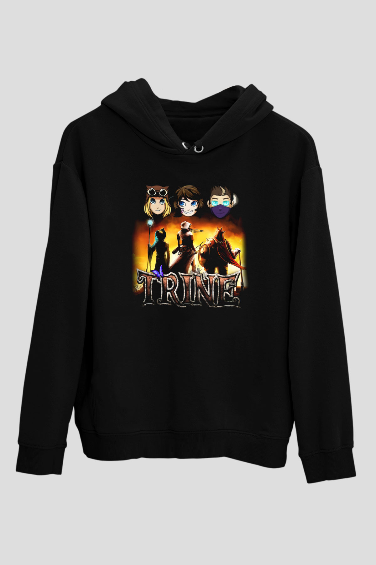 Trine Siyah Unisex Hoodie