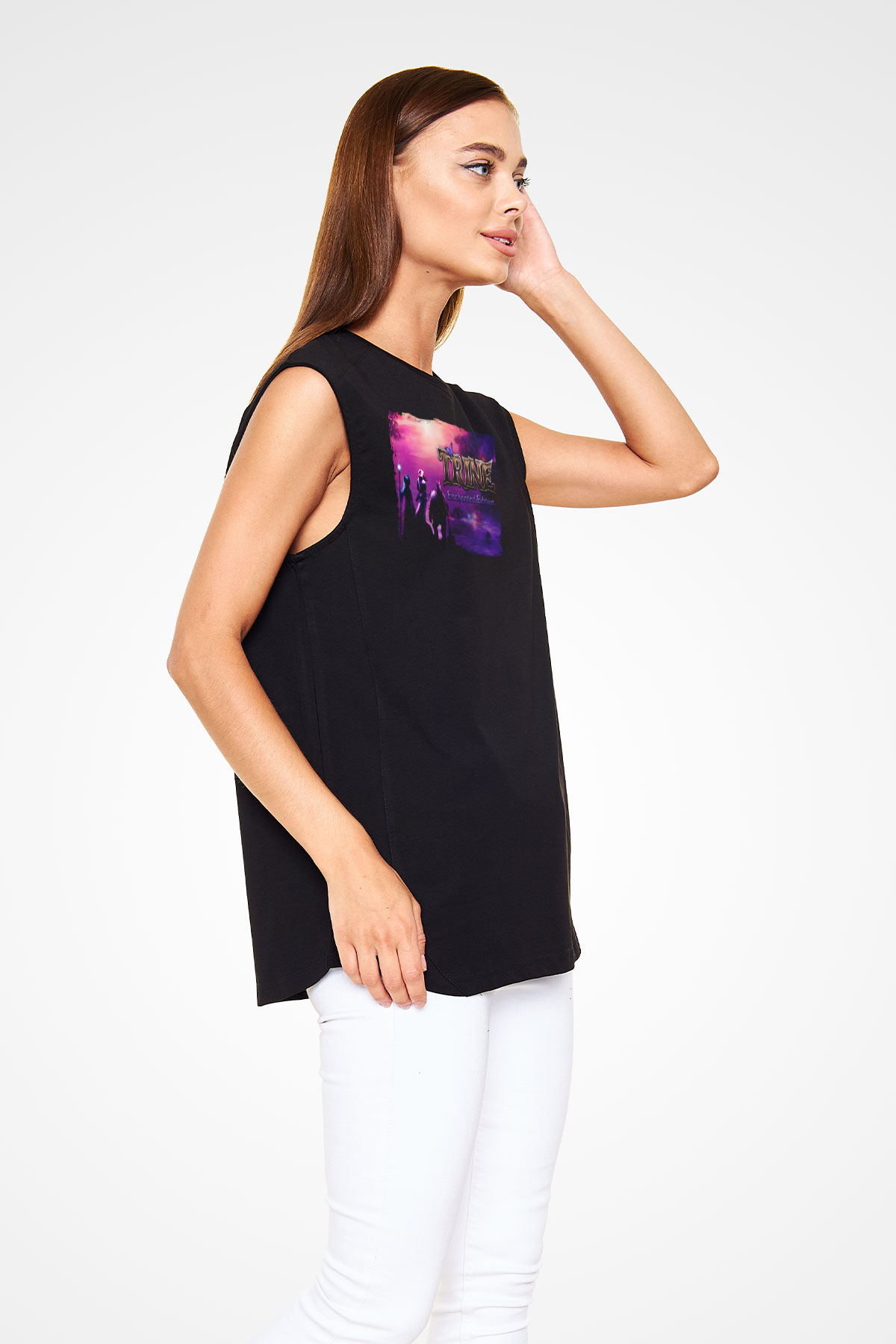 Trine Siyah Unisex Kolsuz Tişört
