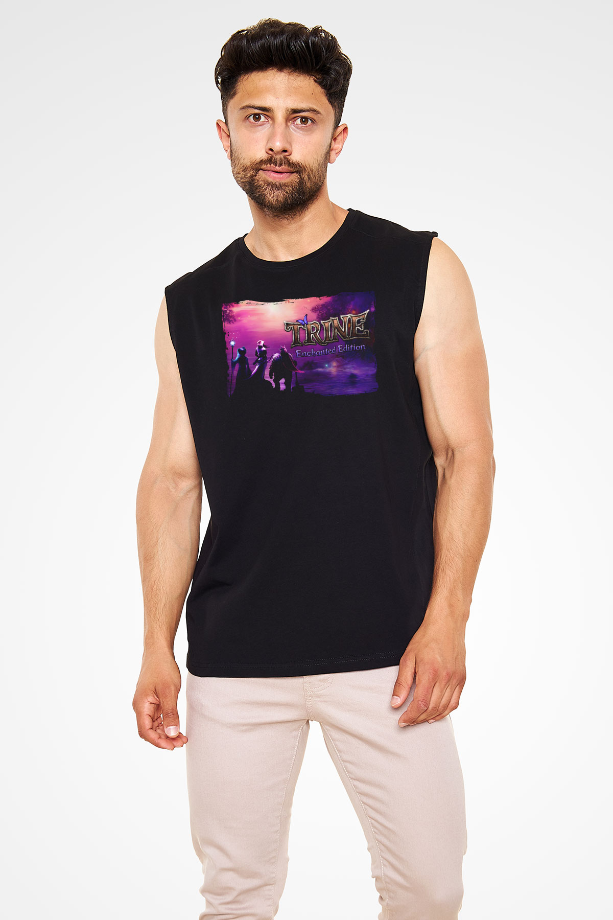 Trine Siyah Unisex Kolsuz Tişört