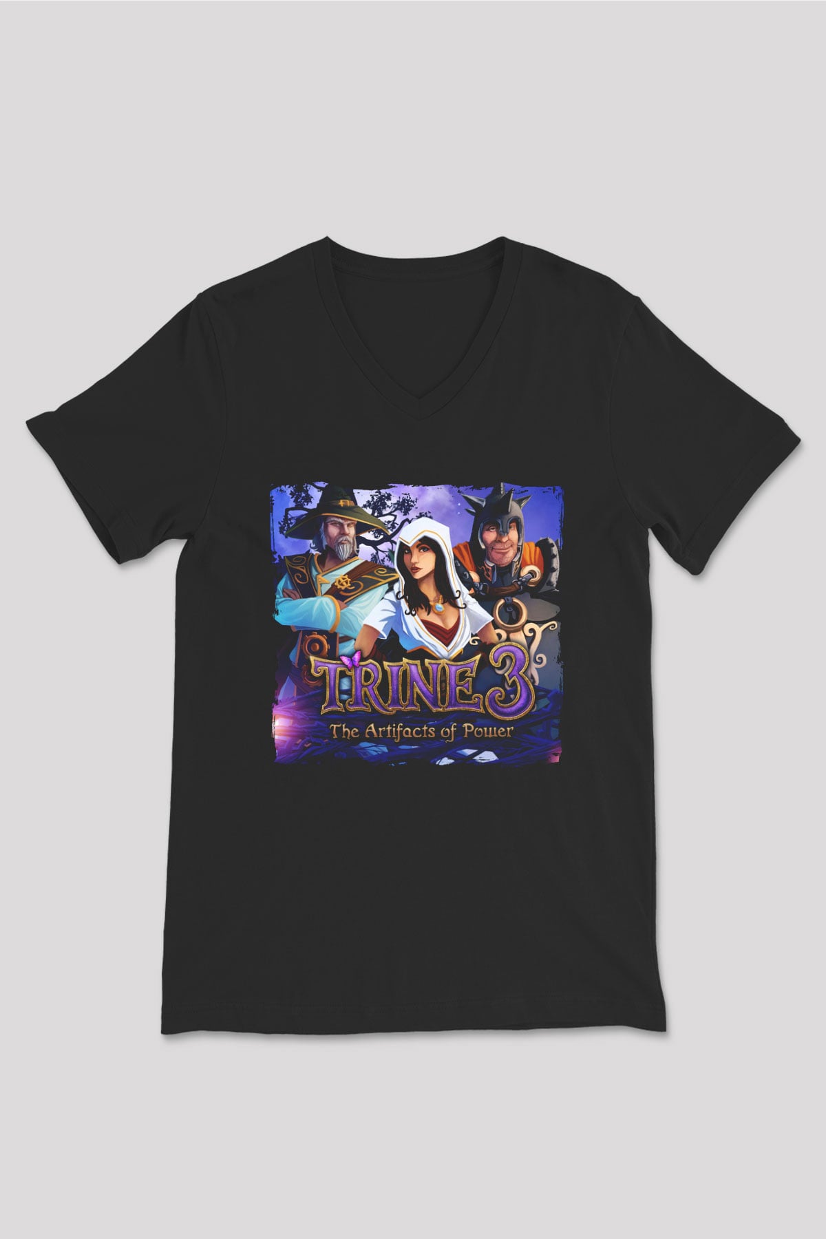 Trine Siyah Unisex V Yaka Tişört