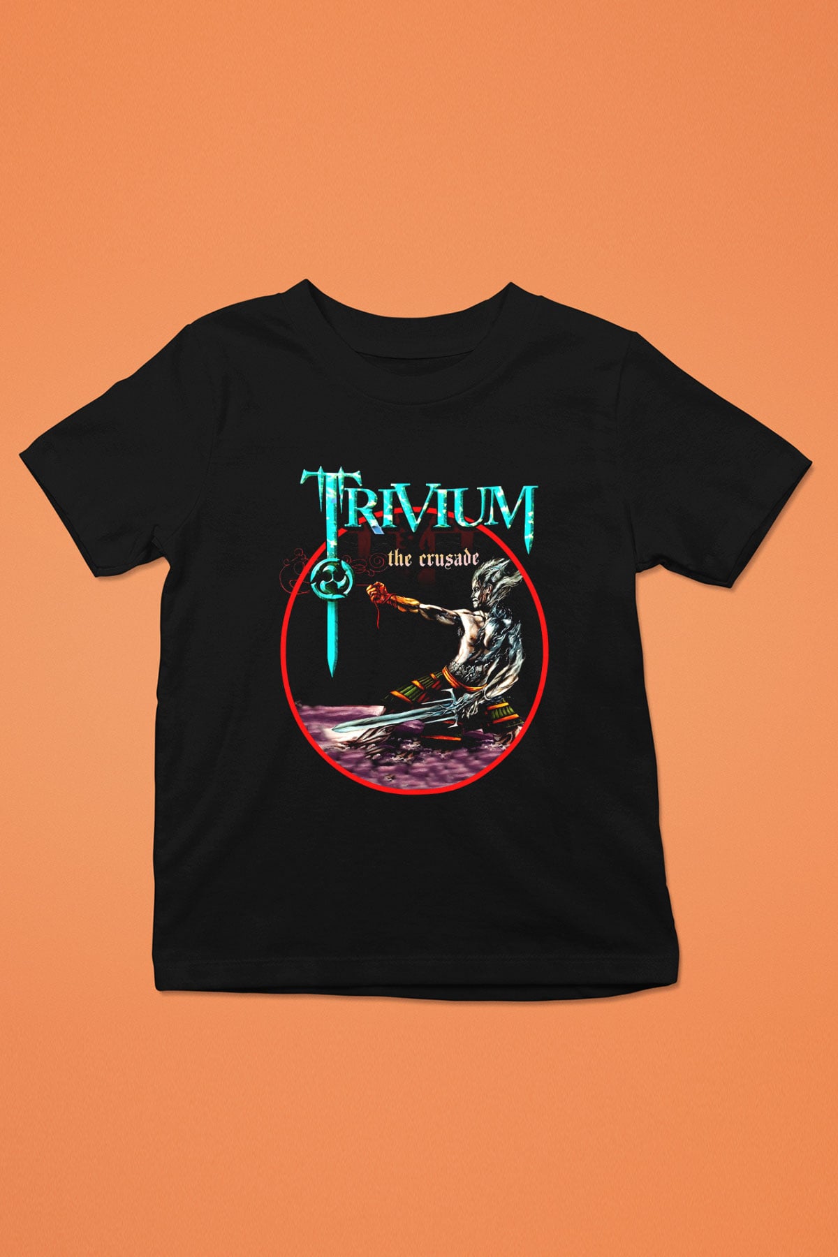 Trivium Baskılı Siyah Unisex Çocuk Tişört